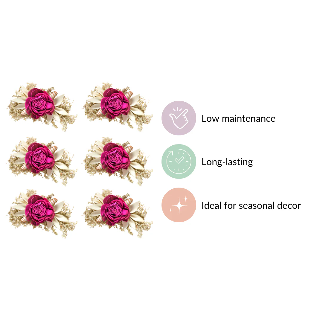 Organic Hand Dyed Dried Flower Bunch Set Of 6 Fuchsia Pink - Image 9