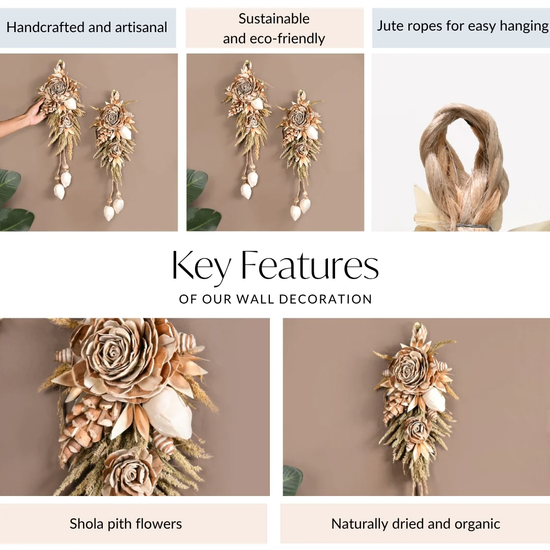 Organic Luxe Bloom Festive Wall Hanging Set Of 2 - Image 4