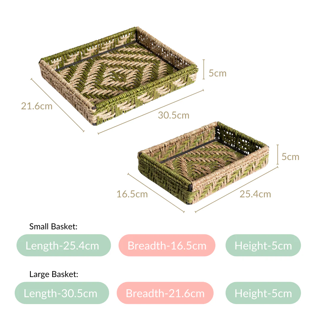 Organic Sabai Storage Organisers Set Of 2 Green - Image 4