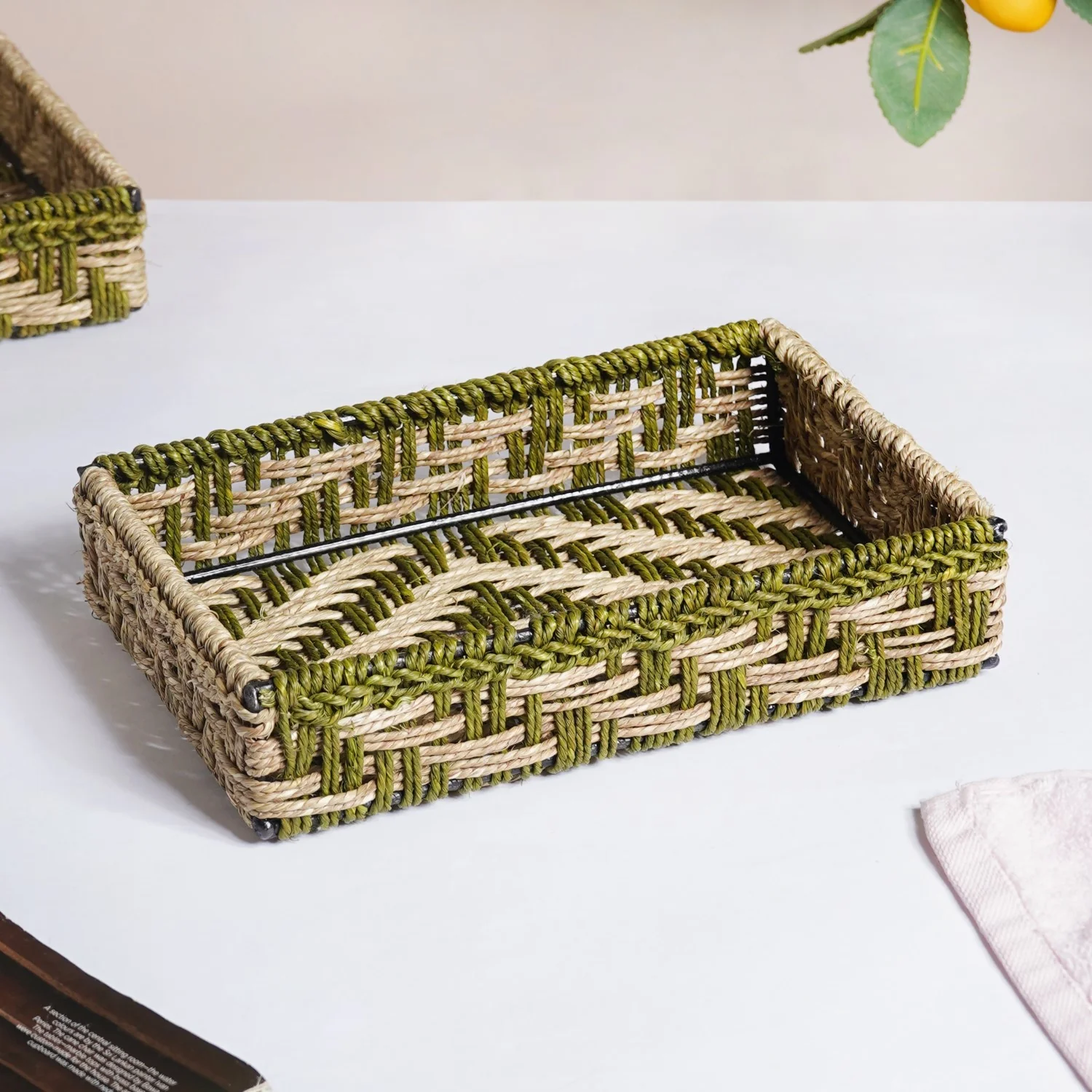 Organic Sabai Storage Organisers Set Of 2 Green - Image 6