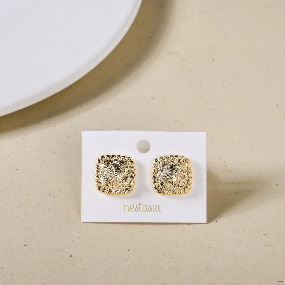 Ornate Foil Imprint Studs Gold