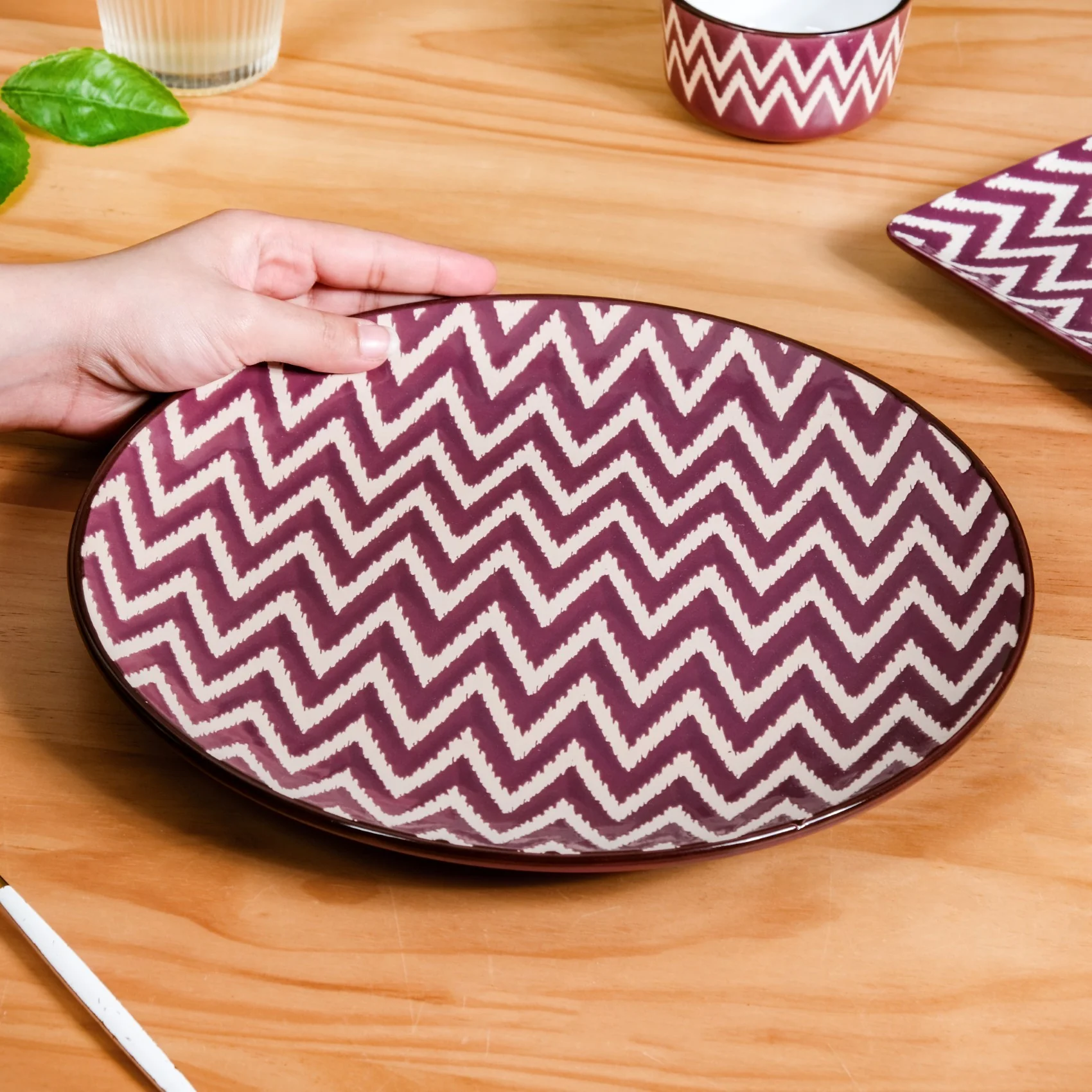 Oscilla Ceramic Dinner Plate Set of 4 Purple 11 Inch - Image 2
