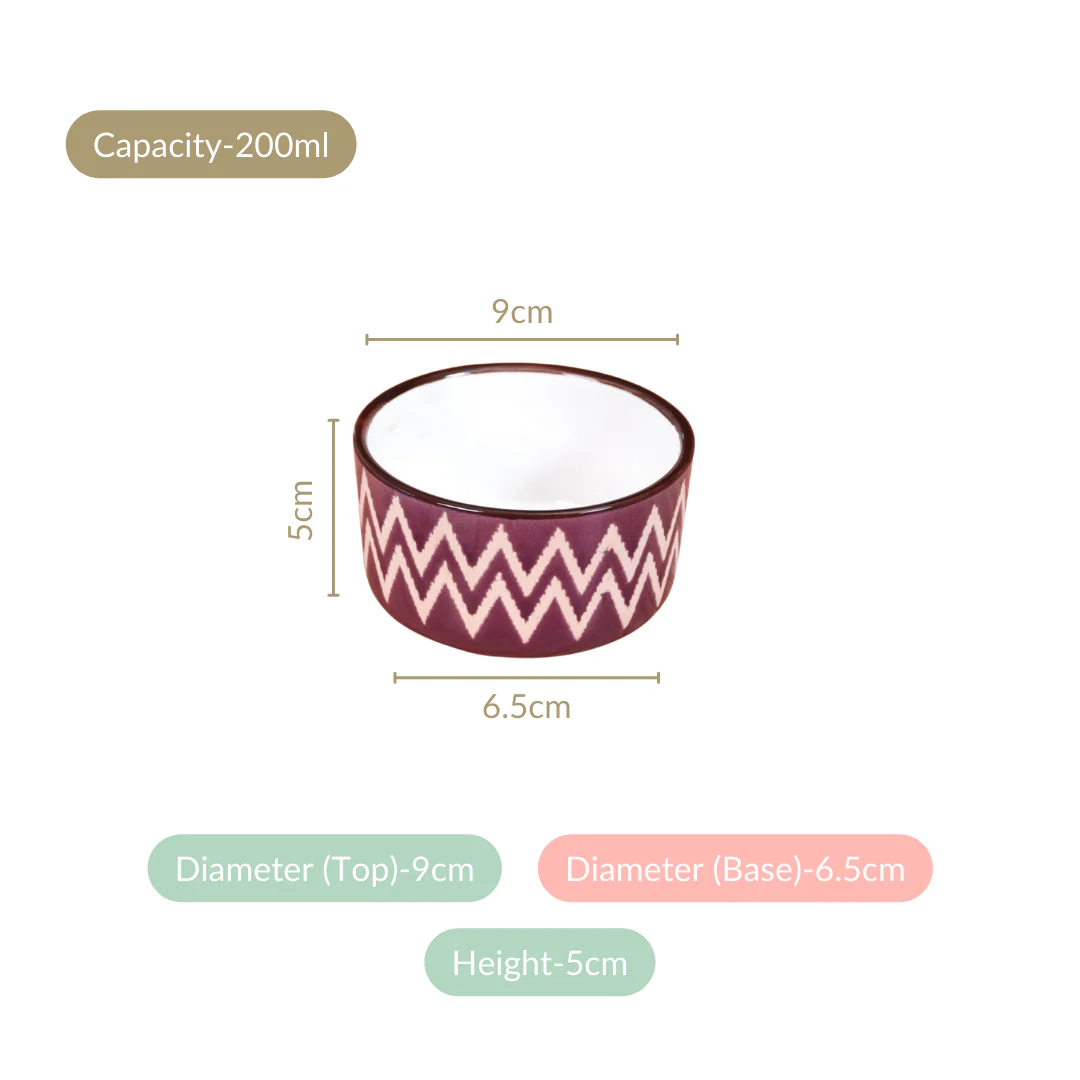 Oscilla Ceramic Small Bowl For Nuts Set Of 4 Purple 200ml - Image 4