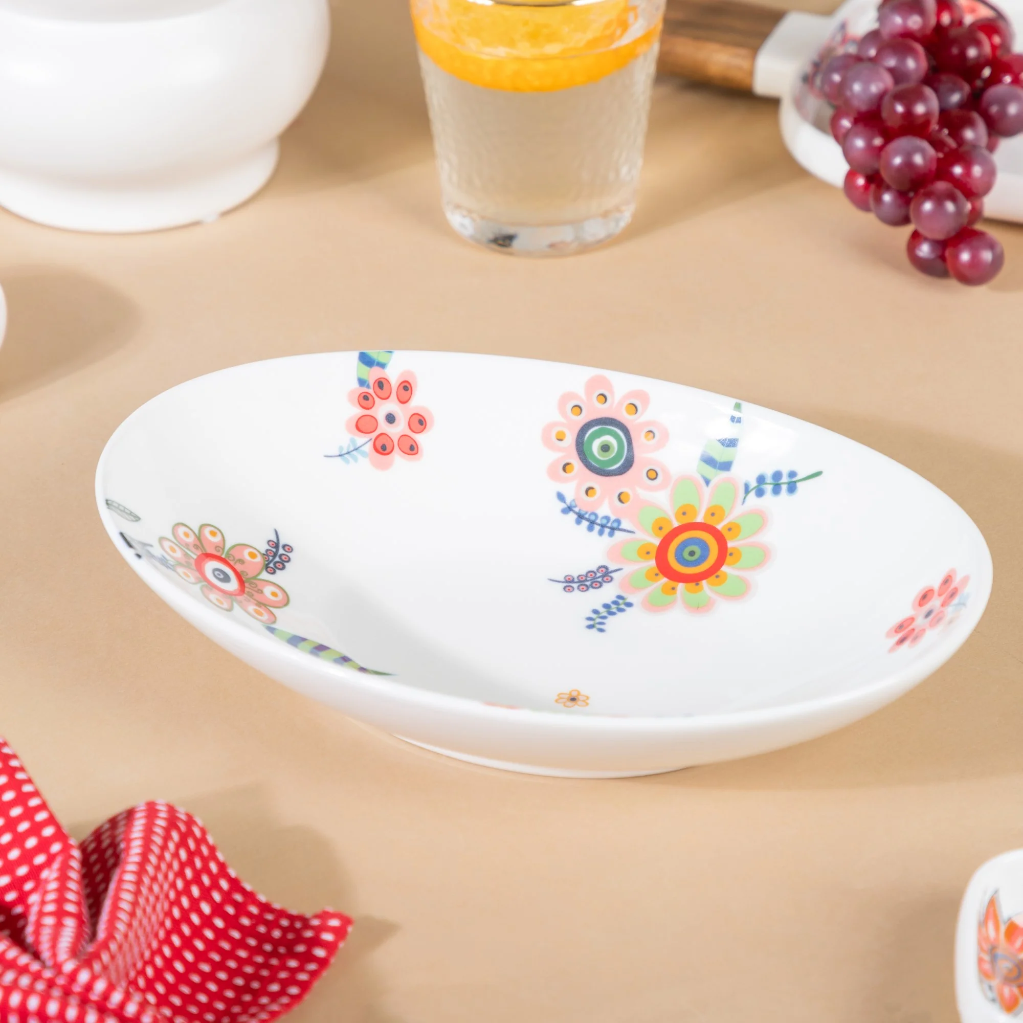 Oval Floral Bowl