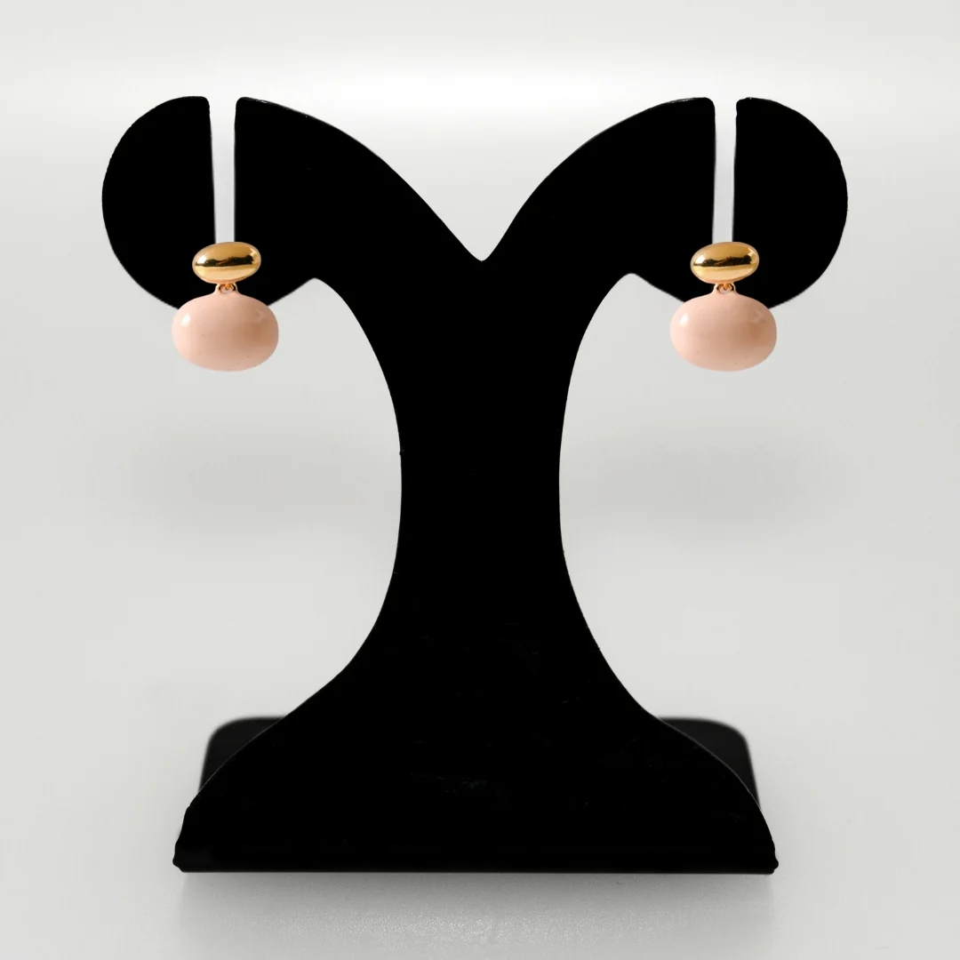 Oval Front Back Drop Earrings Pink - Image 6