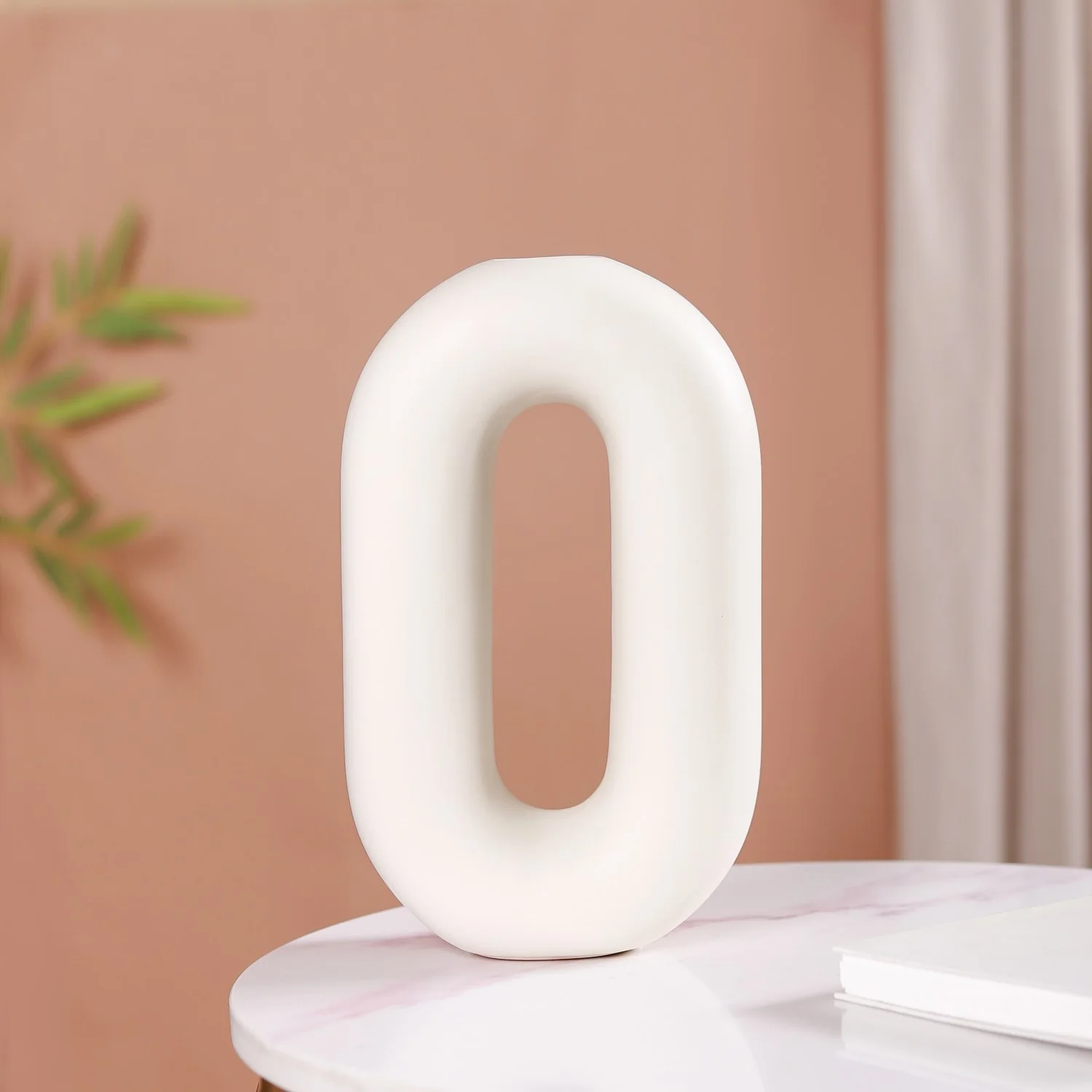 Oval Ring Vase Off White - Image 8