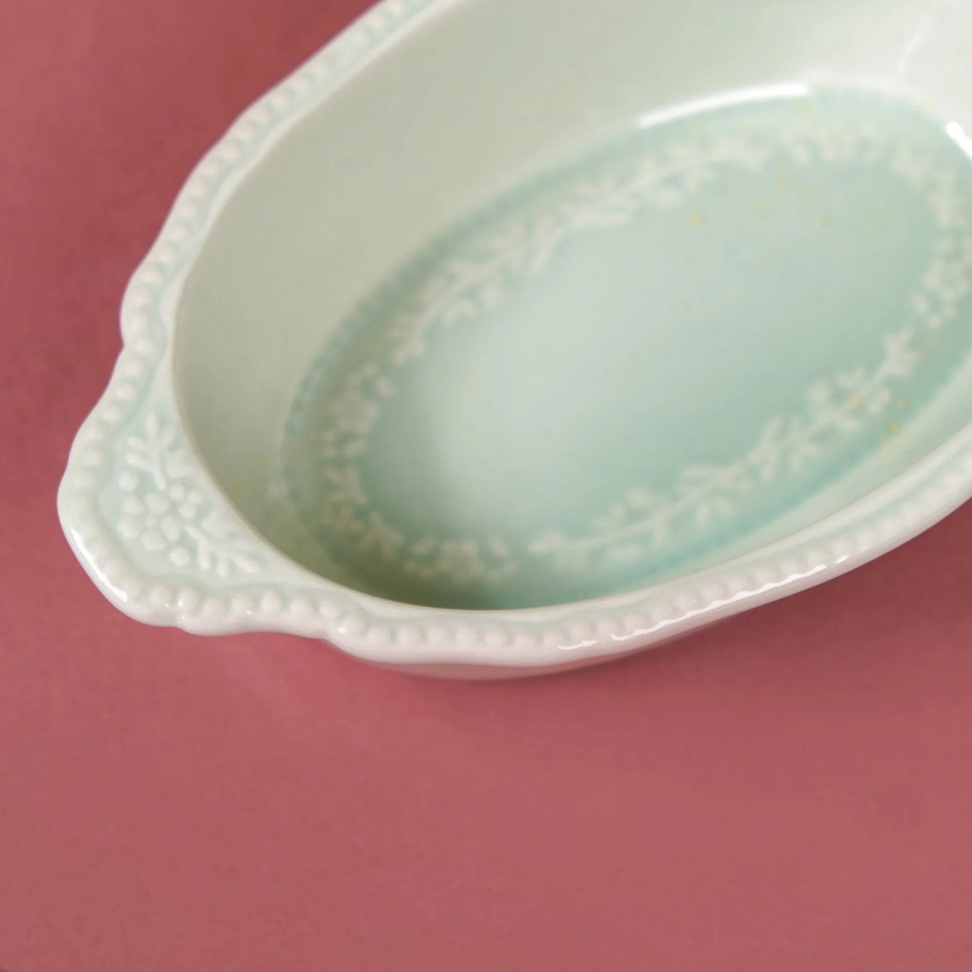 Oval Small Baking Bowl With Handle Set Of 4 Green 200ml - Image 9