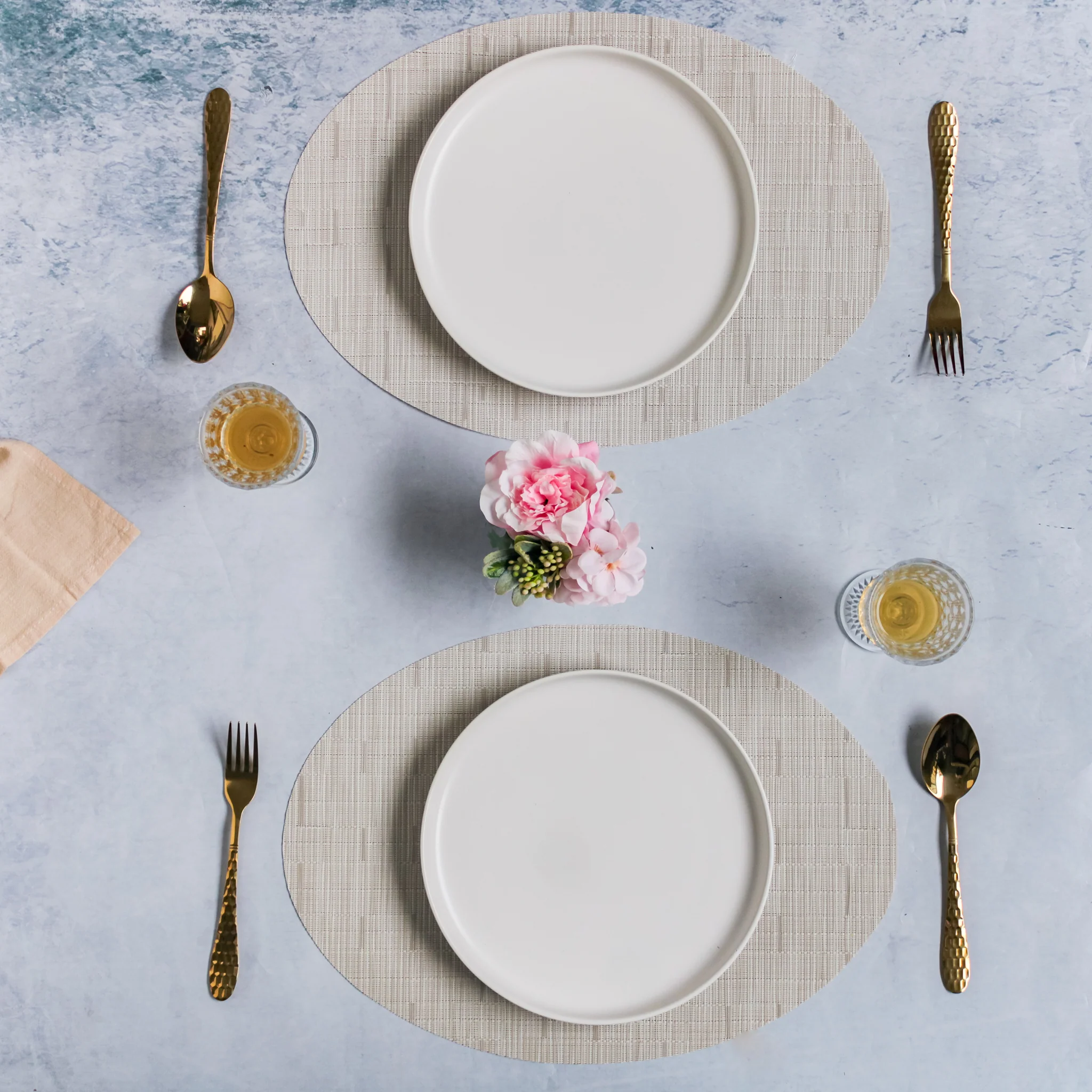 Oval Table Mat Beige Set of 2 - Image 3