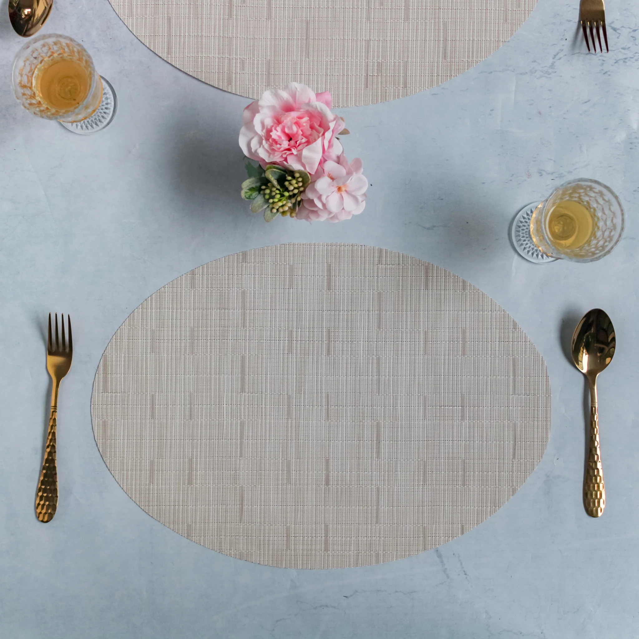 Oval Table Mat Beige Set of 2 - Image 8