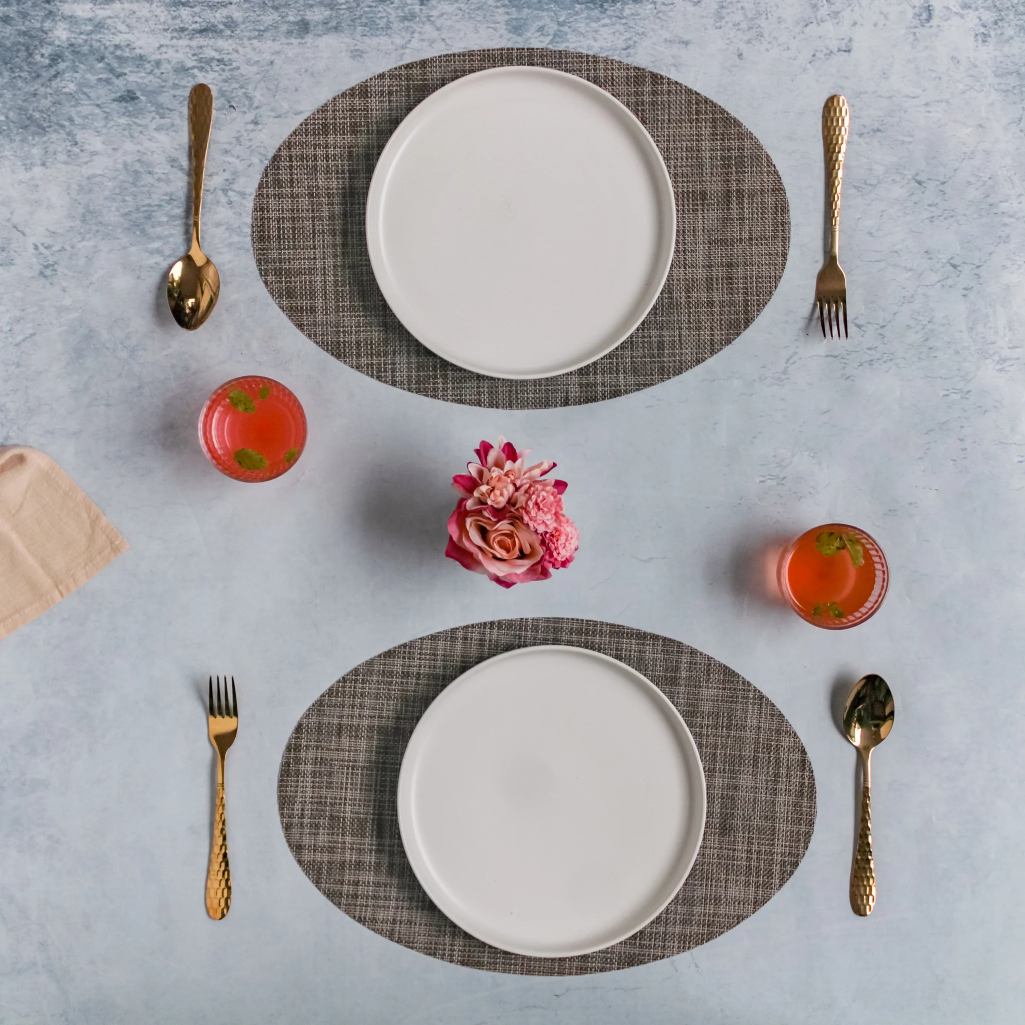 Oval Table Mat Brown Set of 2 - Image 2