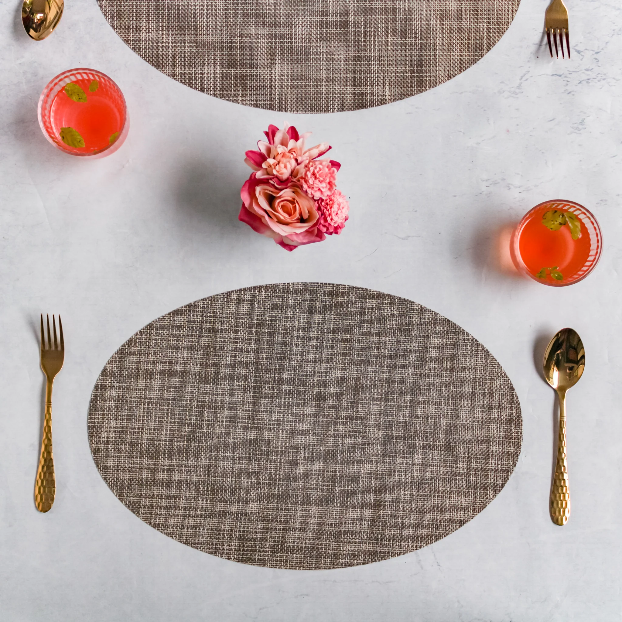 Oval Table Mat Brown Set of 2 - Image 3