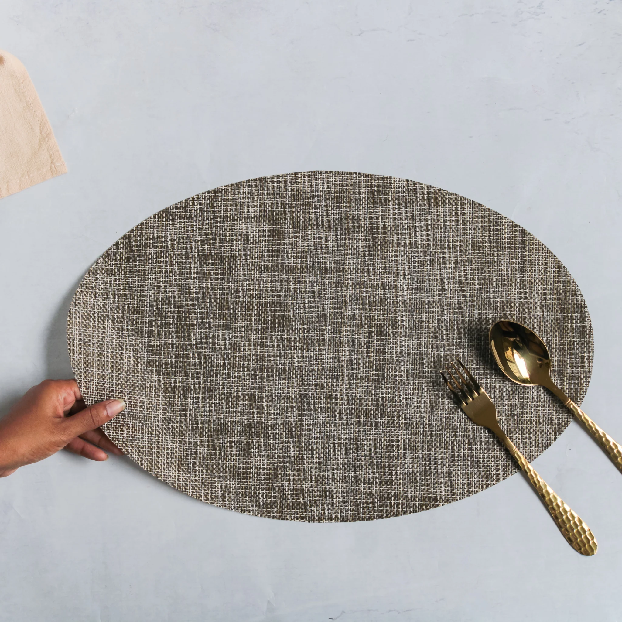 Oval Table Mat Brown Set of 2 - Image 5