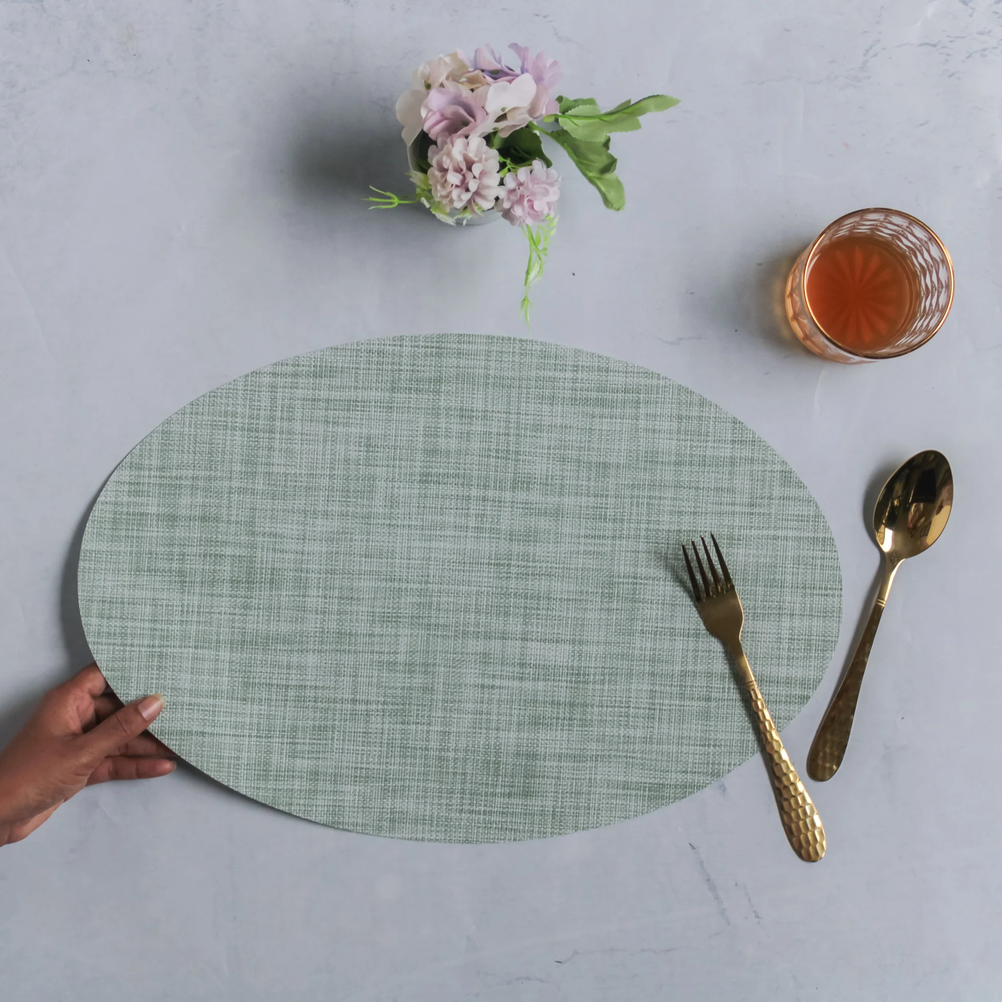 Oval Table Mat Mint Set of 2 - Image 4