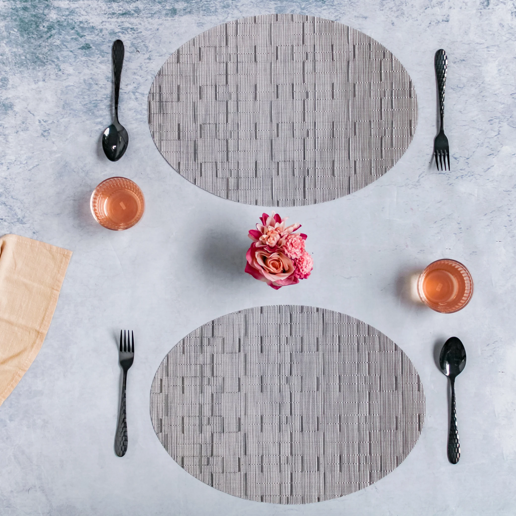 Oval Table Mat Grey Set of 2