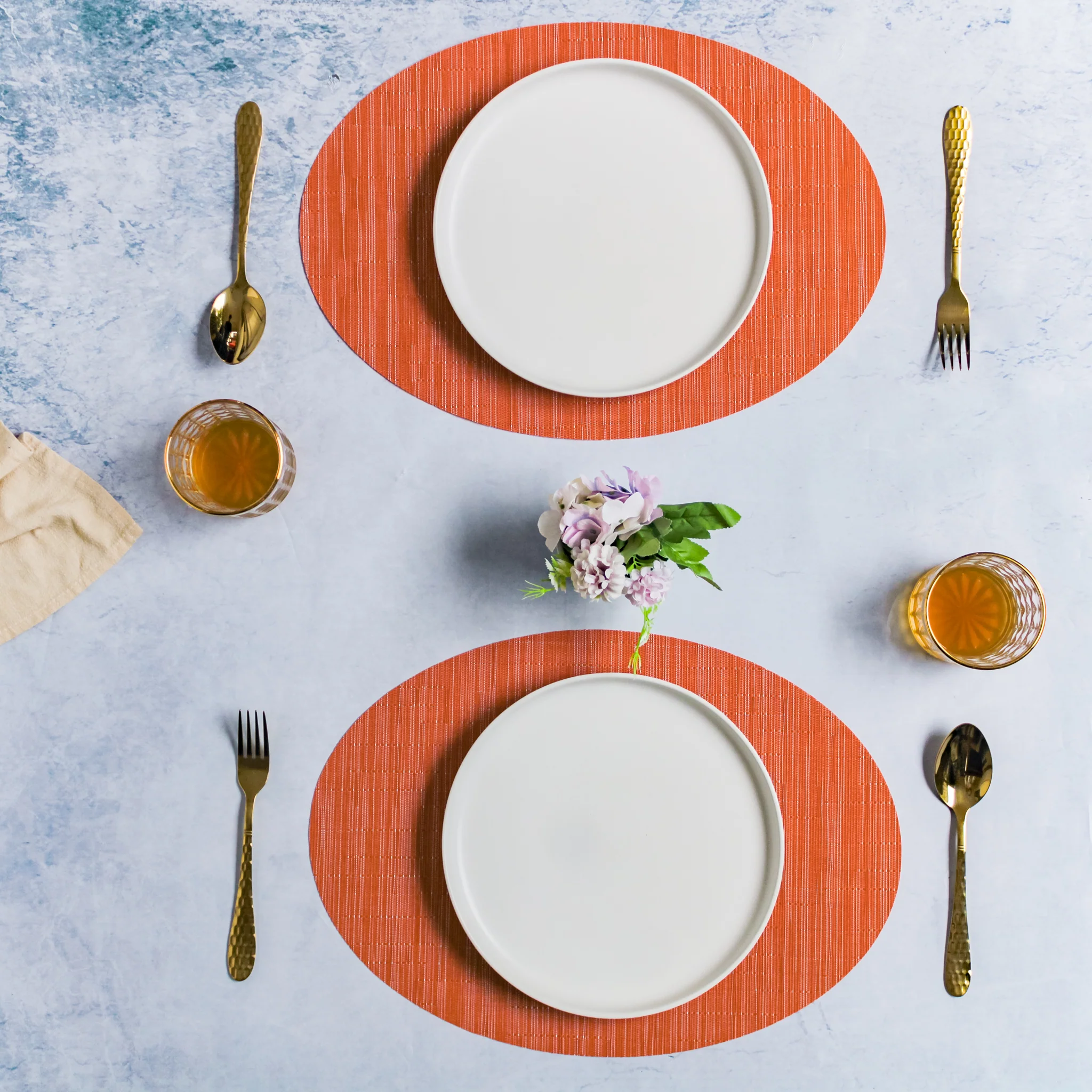 Oval Table Mat Orange Set of 2 - Image 2