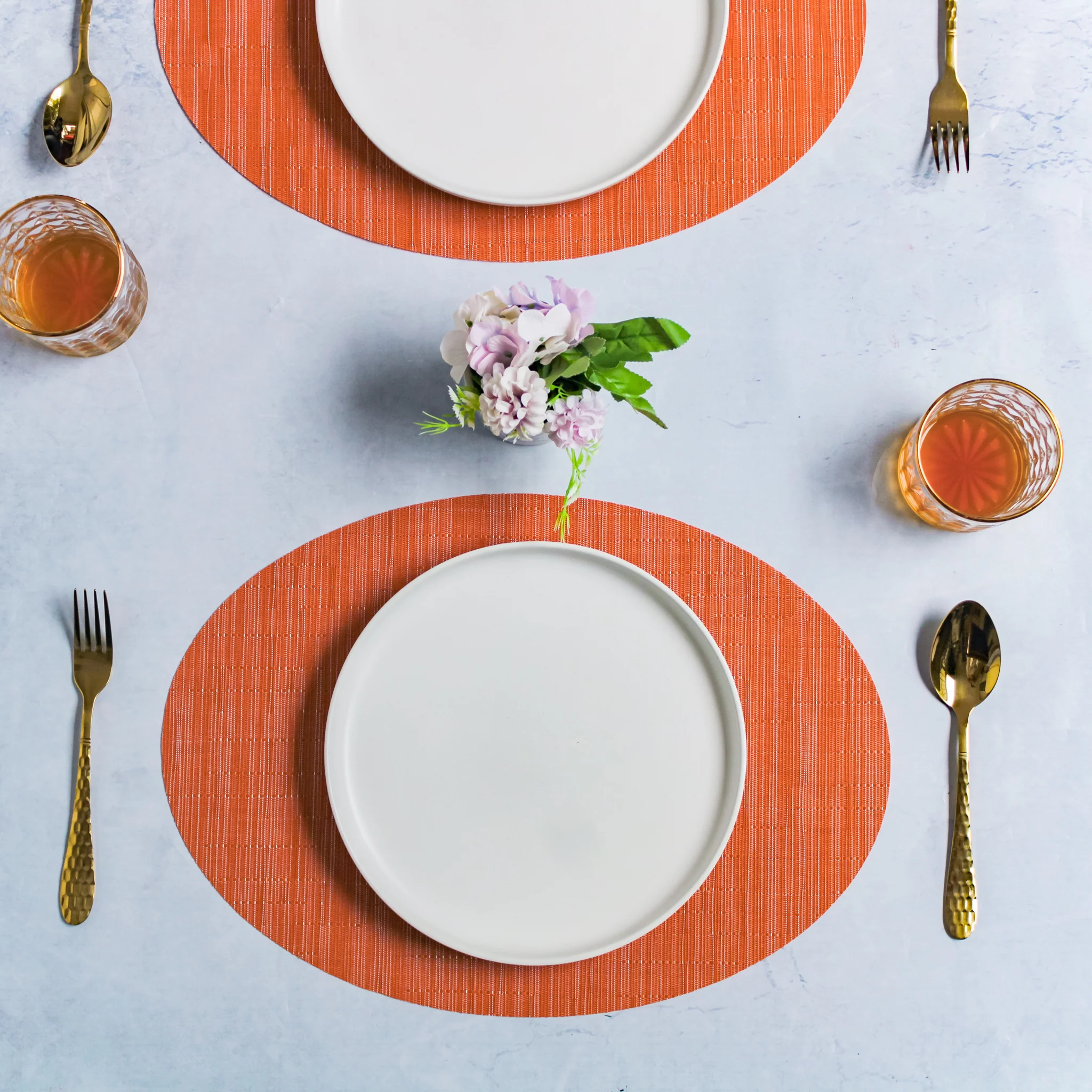 Oval Table Mat Orange Set of 2 - Image 4