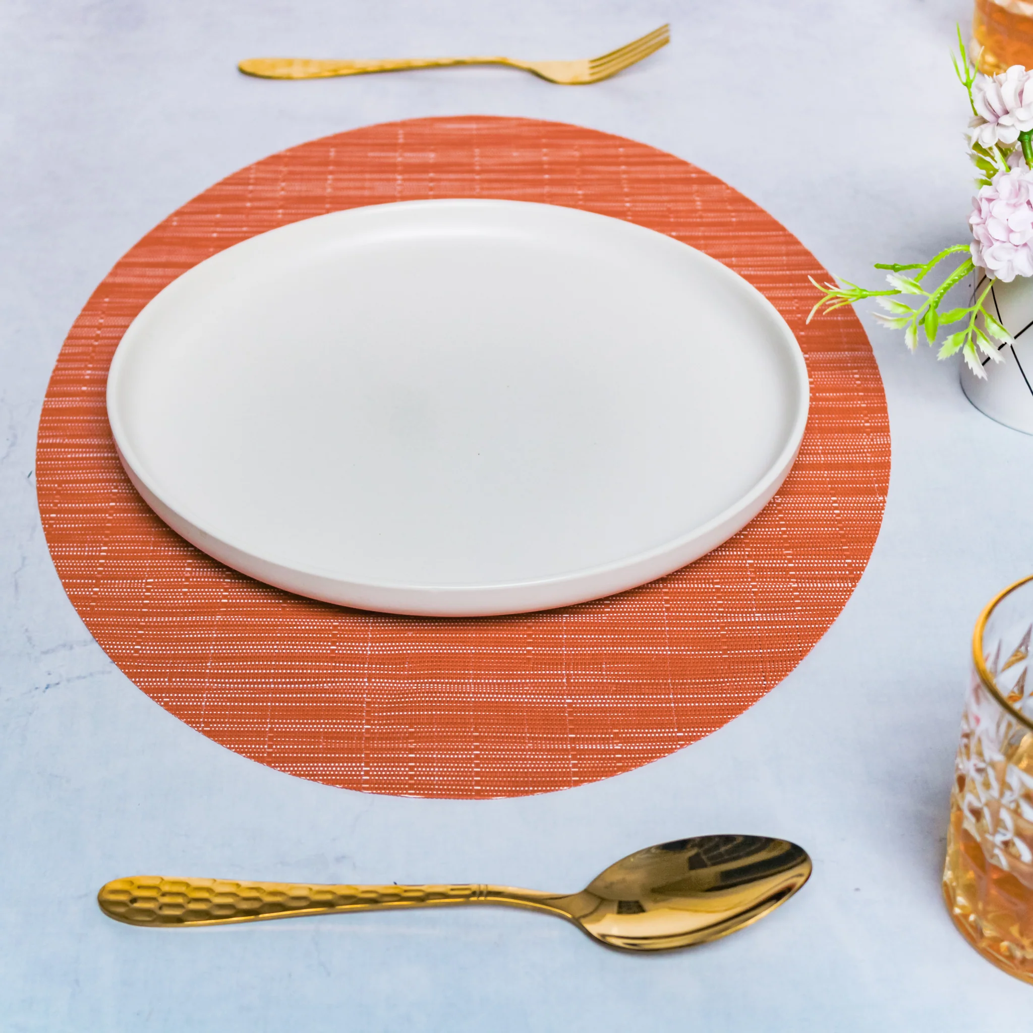 Oval Table Mat Orange Set of 2 - Image 6
