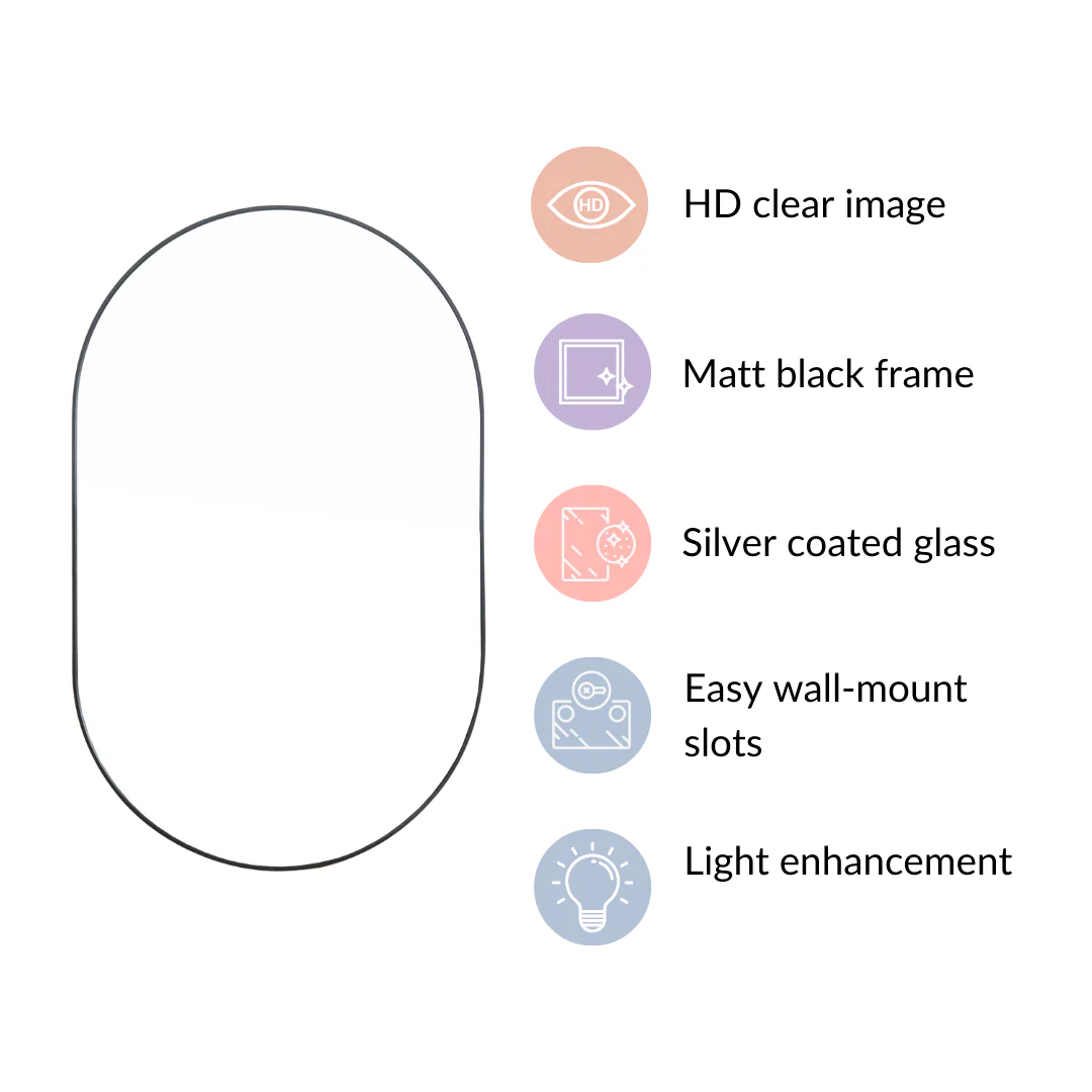 Oval Wall Mirror Black Small - Image 5