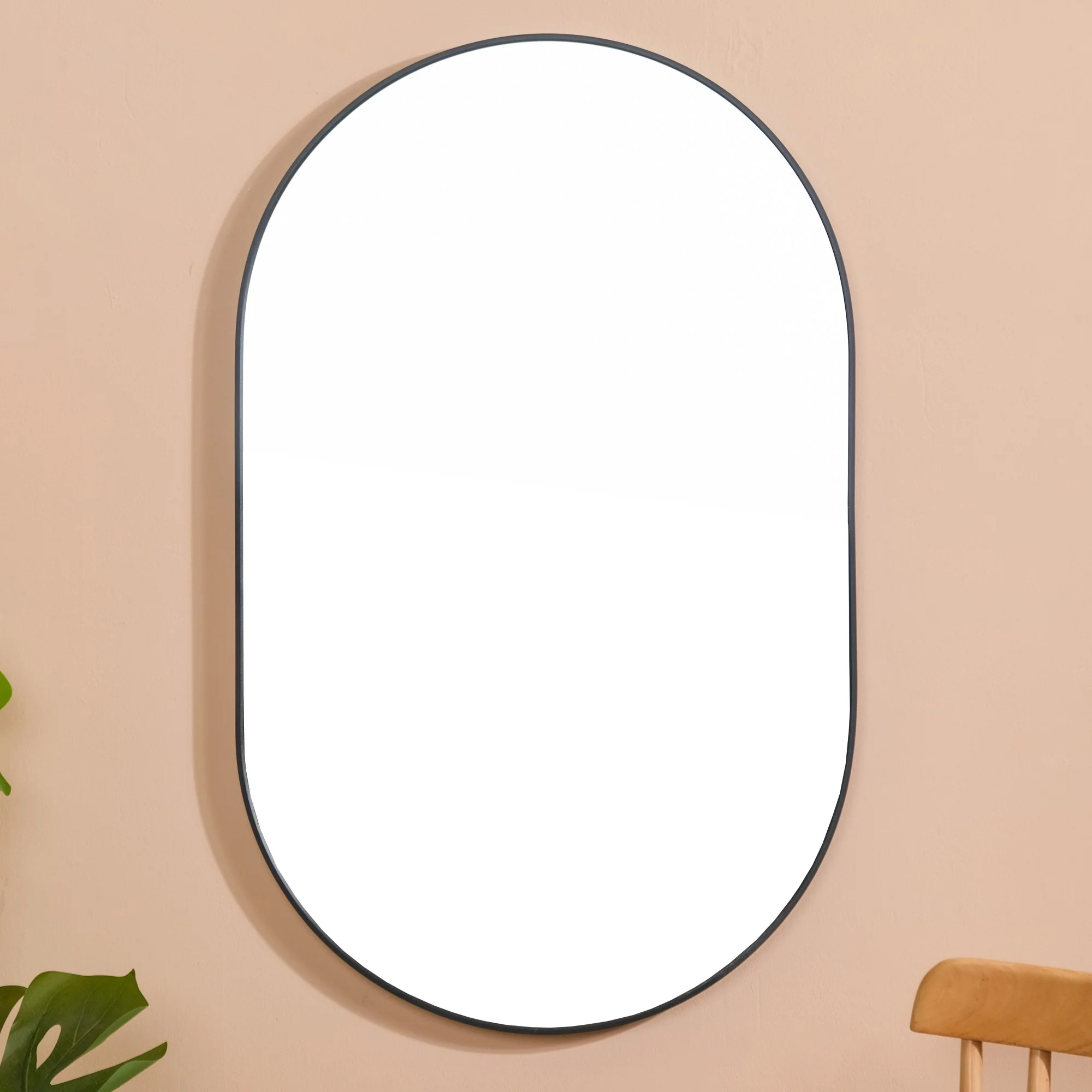 Oval Wall Mirror Black Small - Image 8