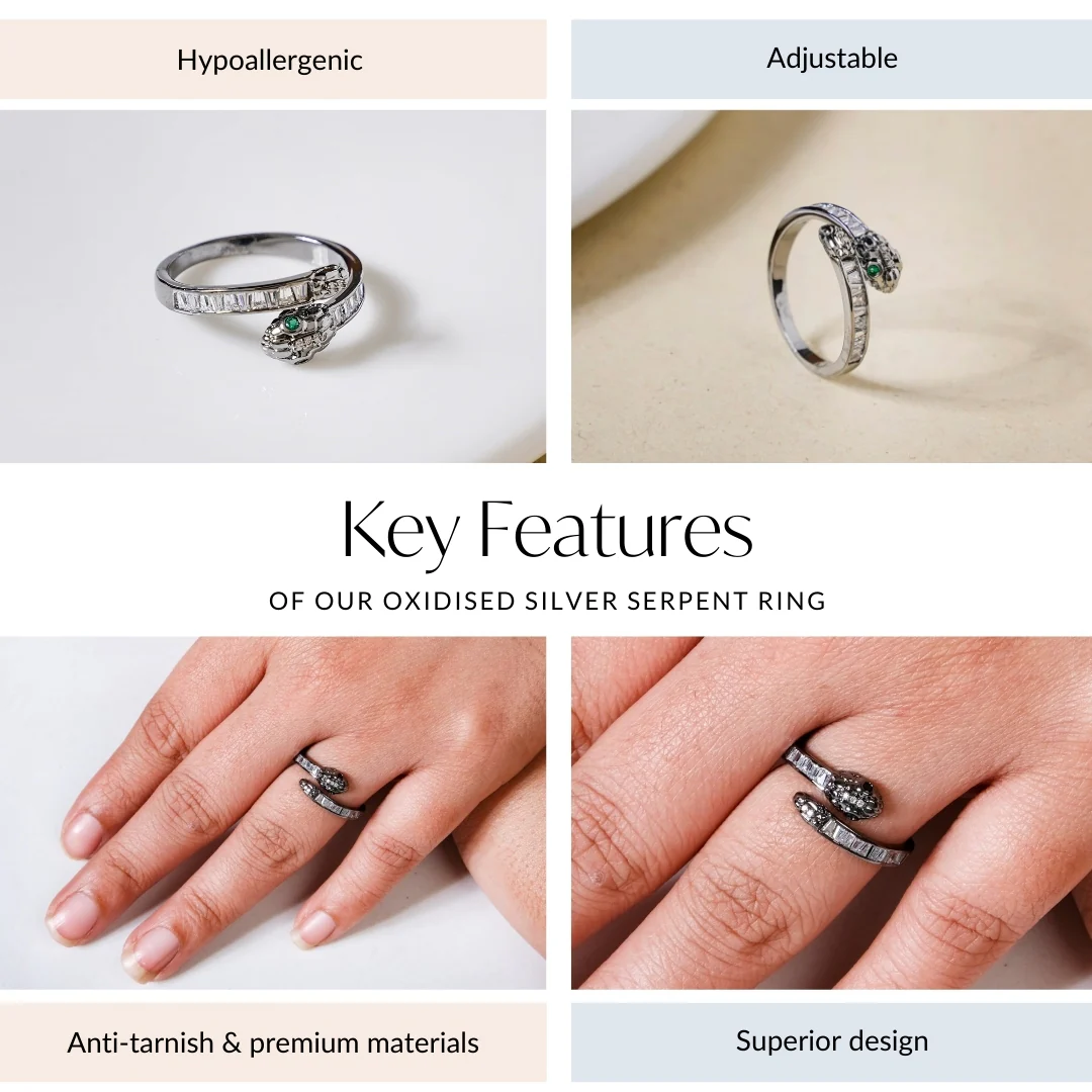 Oxidised Silver Serpent Ring - Image 4