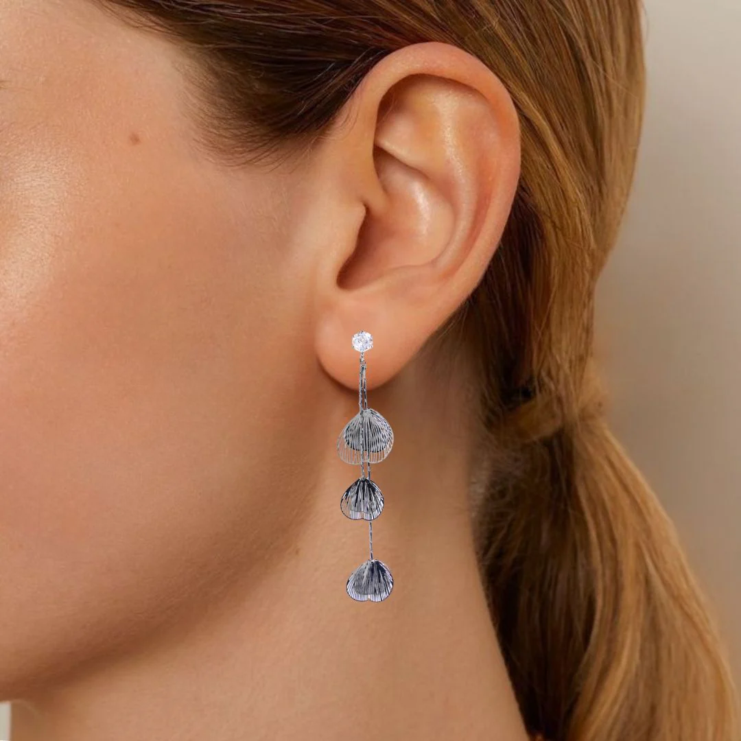 Oxidised Silver Tassel Earrings - Image 2