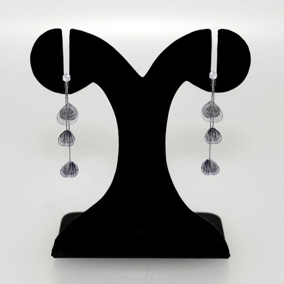 Oxidised Silver Tassel Earrings - Image 6