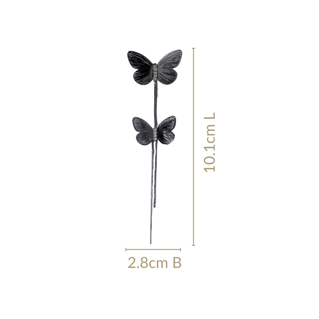 Oxidized Silver Flutter Tassel Earrings - Image 3