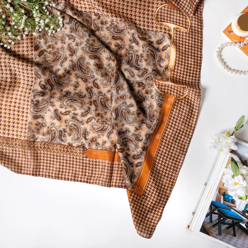 Paisley And Houndstooth Printed Winter Scarf - Image 2