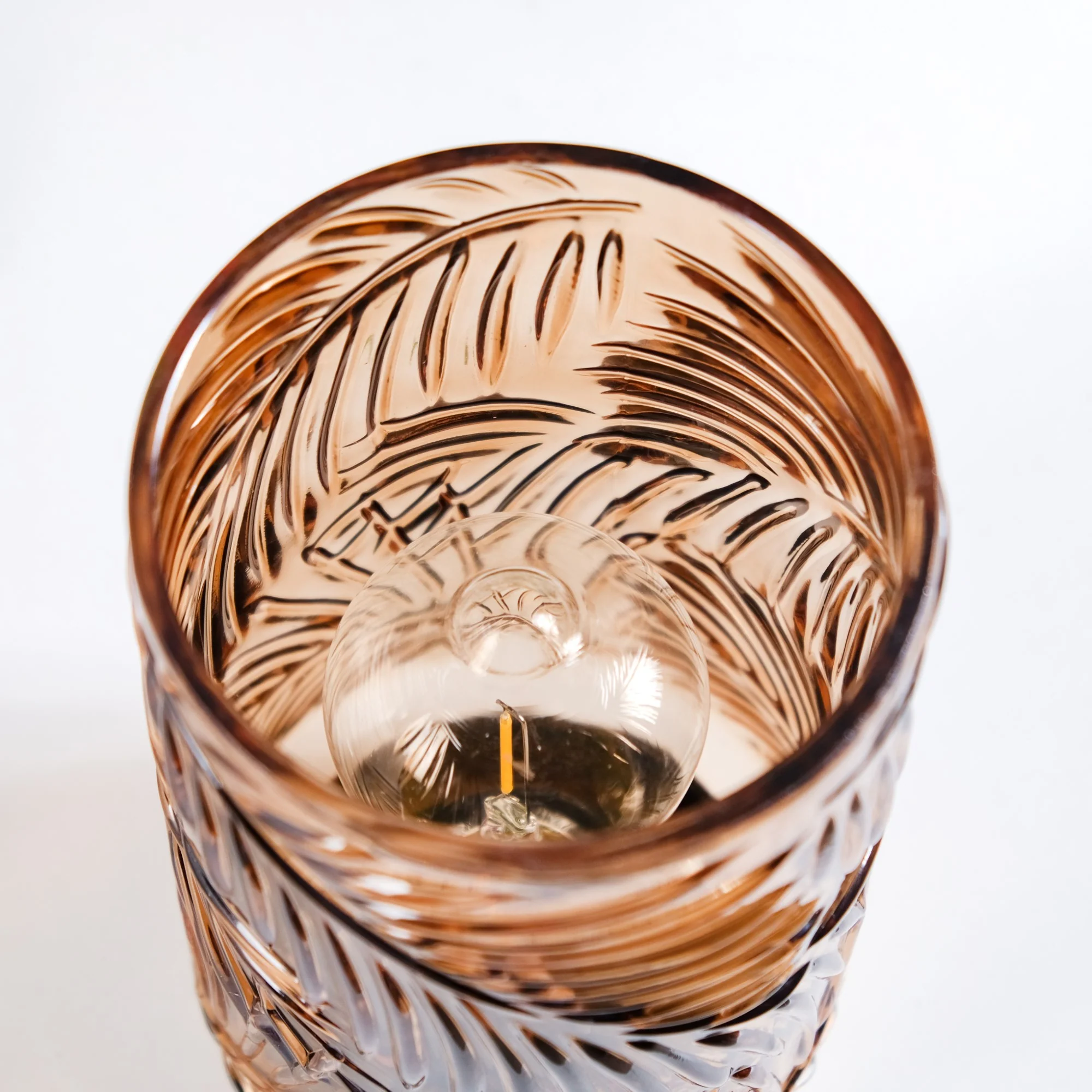 Palm Leaf Brown Glass LED Table Lamp With Auto Timer - Image 6