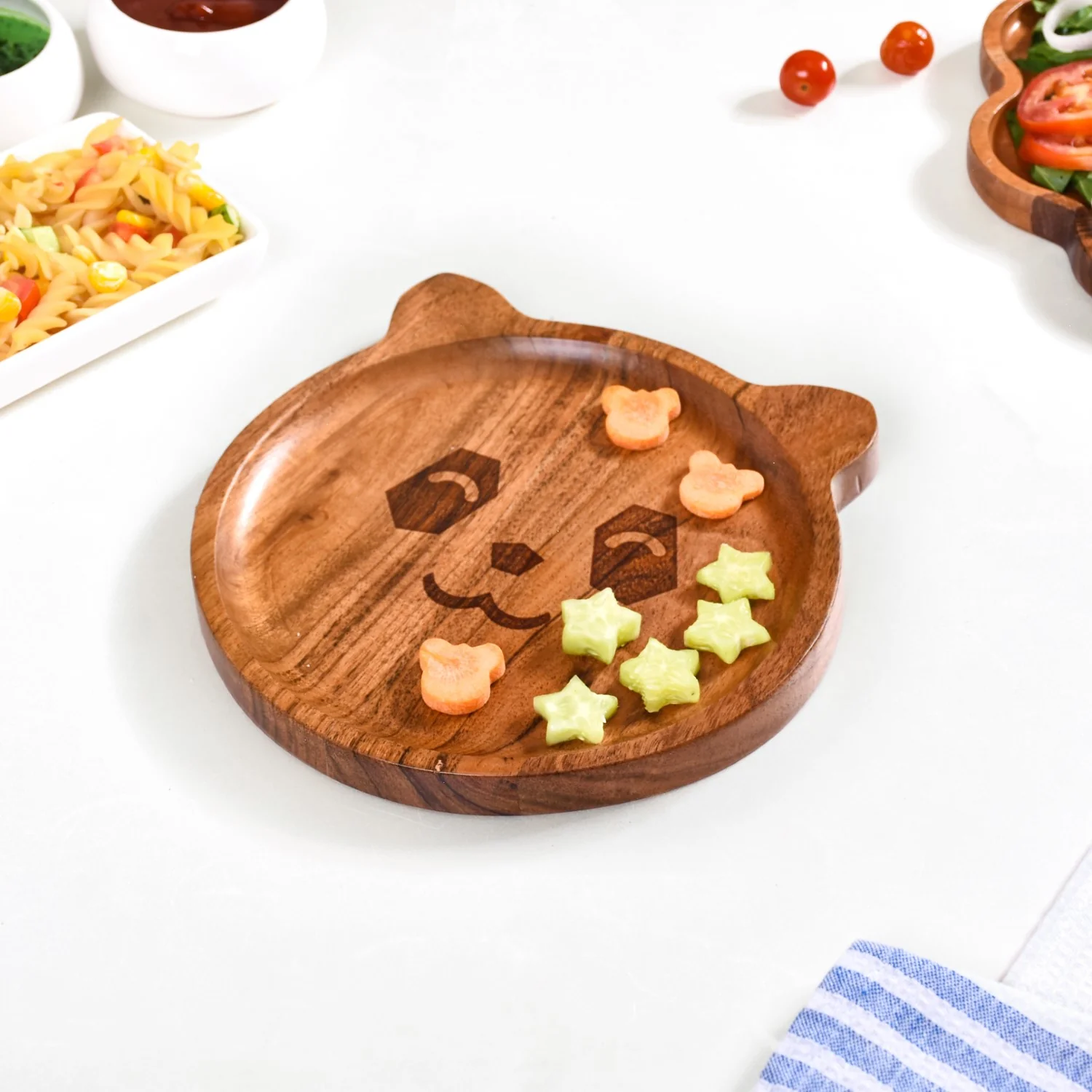 Panda Natural Acacia Wood Platter 8 Inch - Image 2