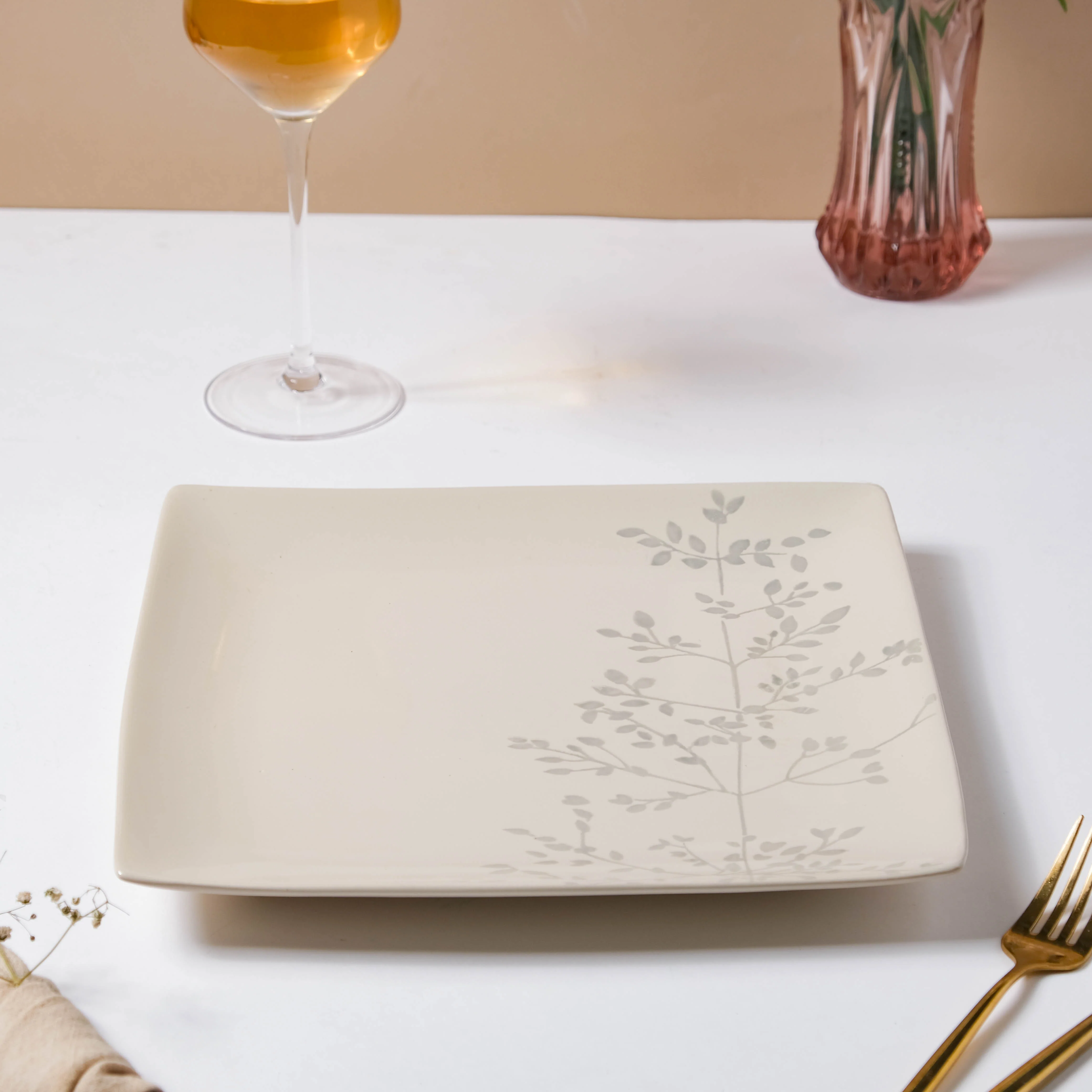 Pandora Sprig Square Plate Beige 10.5 Inch - Image 6