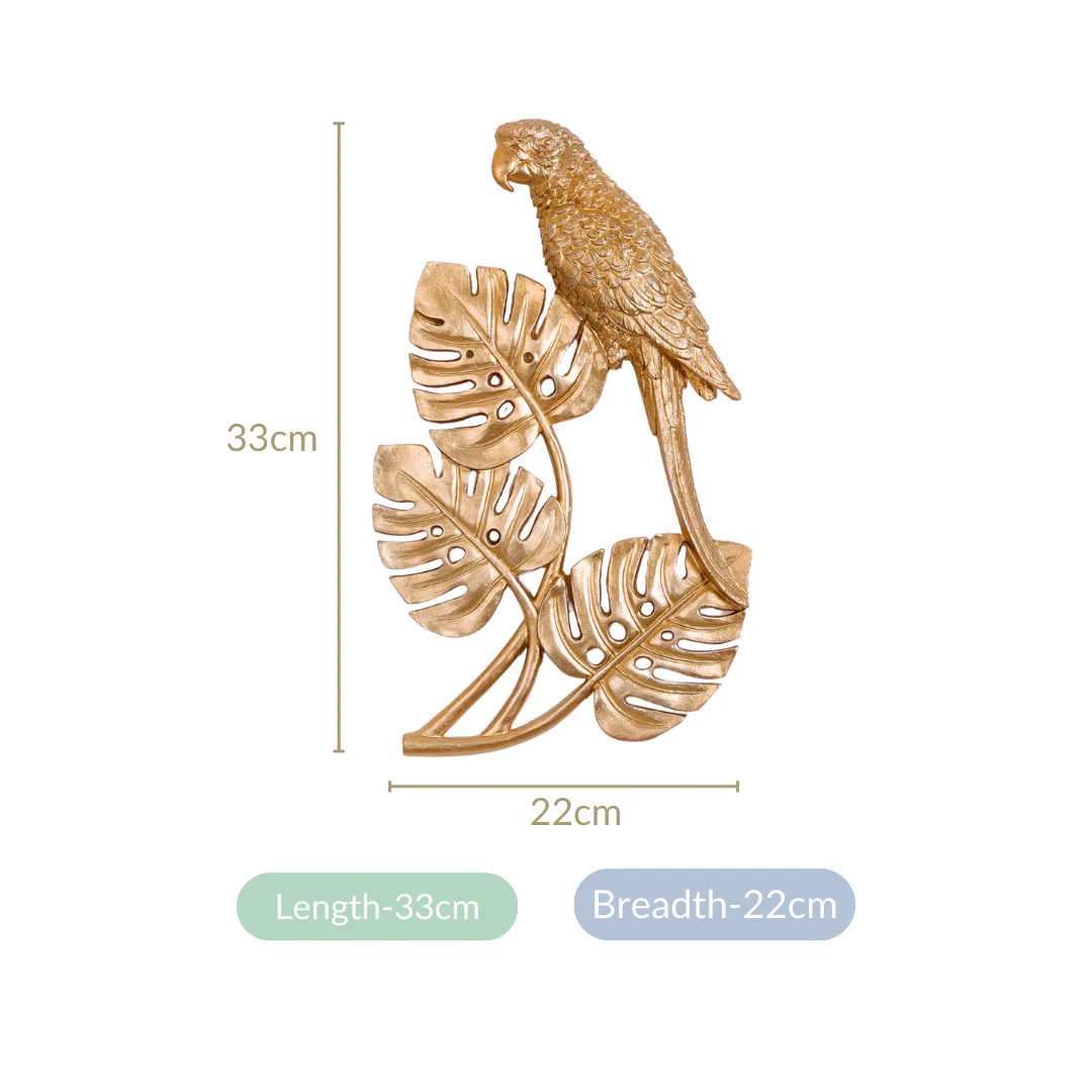 Parrot Monstera Wall Decor Gold - Image 5