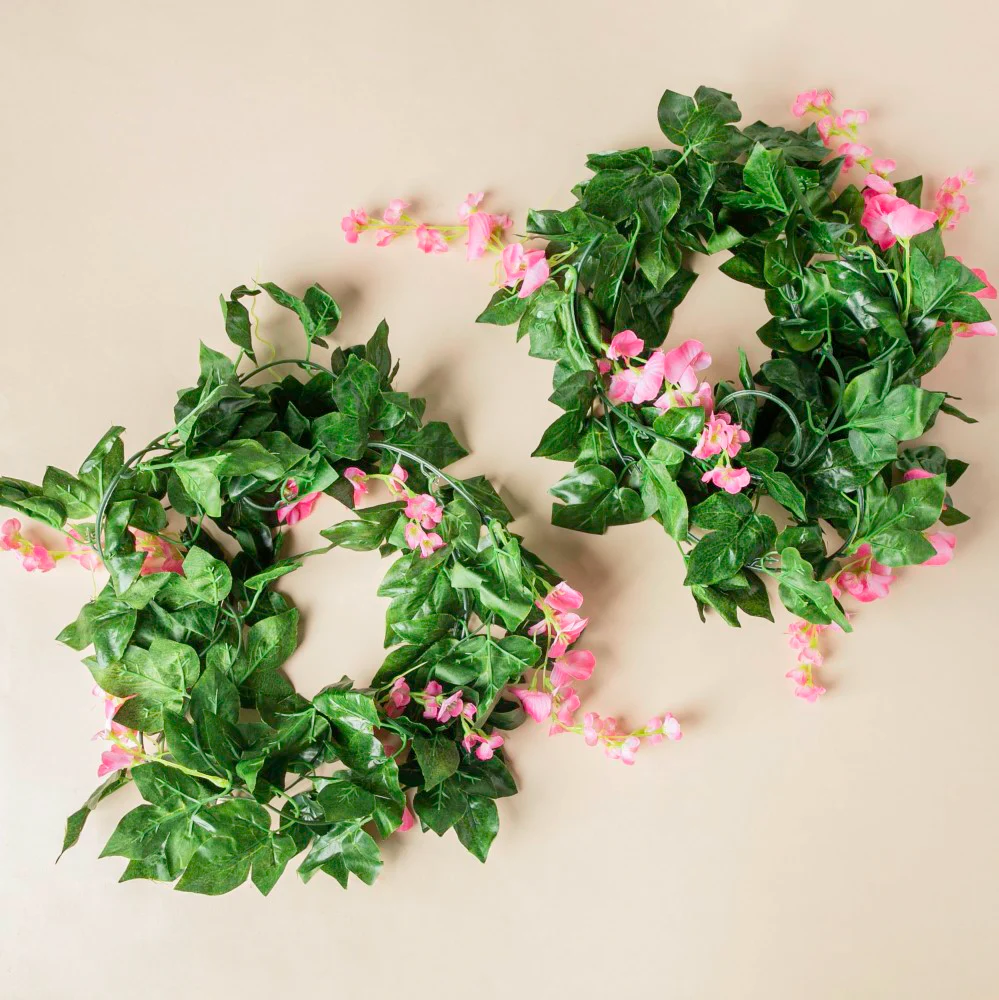 Party Decor Floral Vine Set of 2 Pink - Image 3