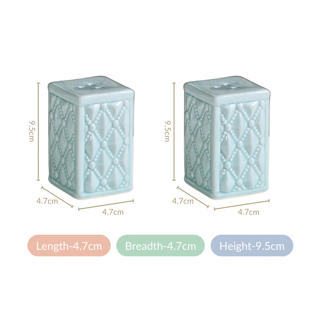 Pastel Blue Ceramic Salt And Pepper Shaker Set - Image 4