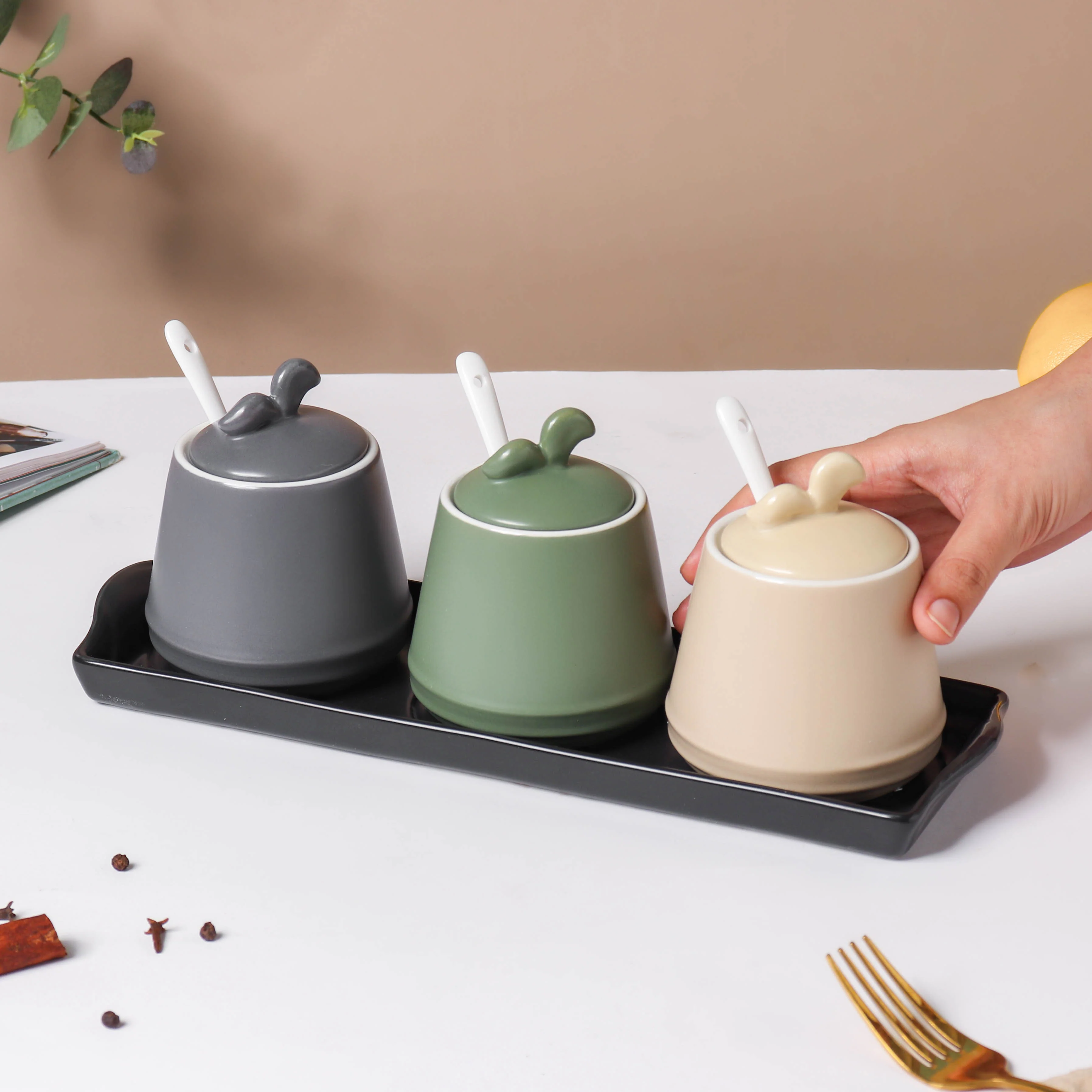 Pastel Condiments Jar Set Of 3 - Image 2