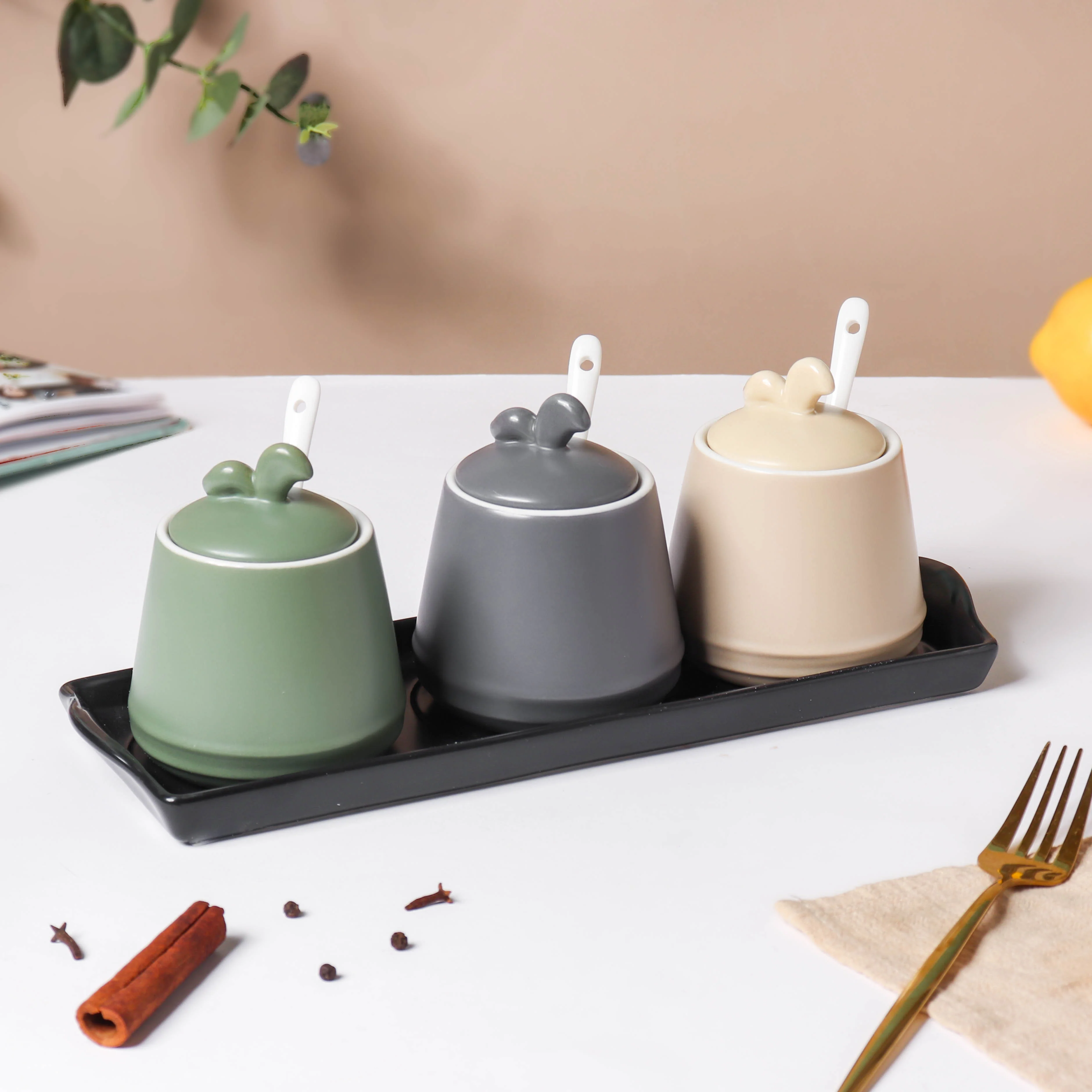 Pastel Condiments Jar Set Of 3 - Image 3