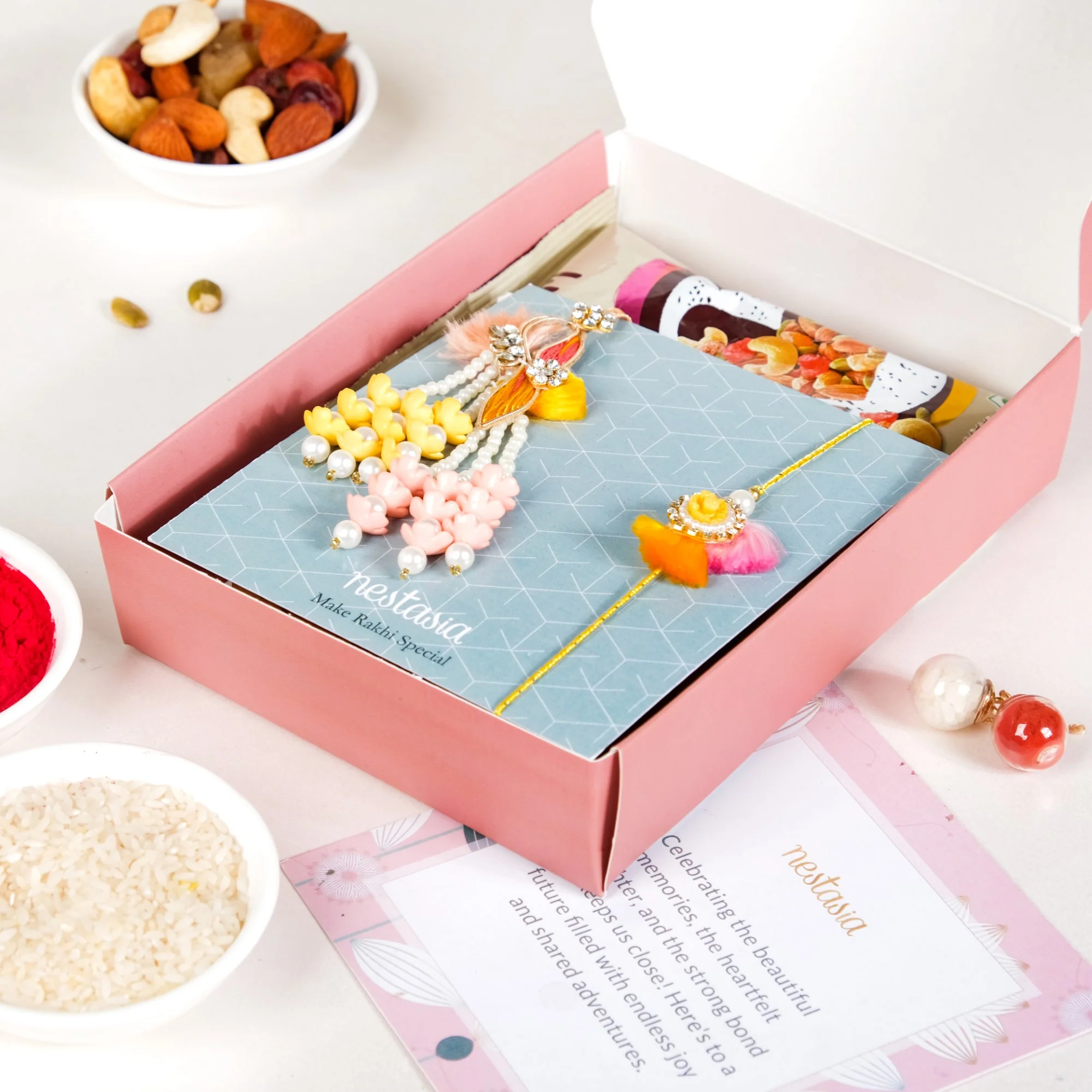 Pastel Elegance Rakhi Gift Hamper For Couple - Image 4
