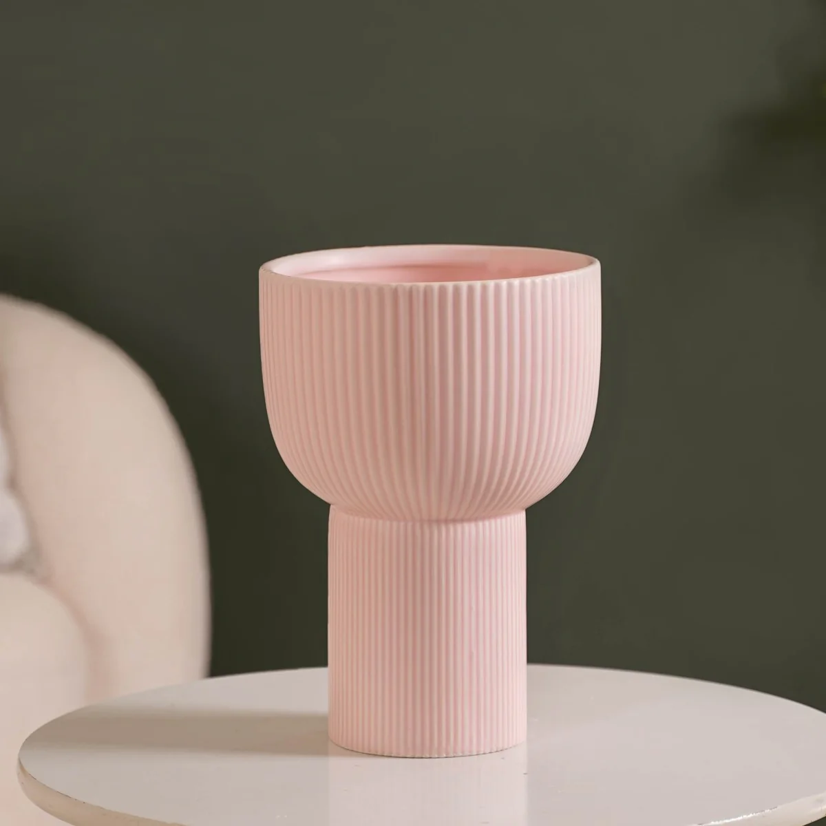 Pastel Nordic Inspired Ceramic Flower Vase Pink - Image 10