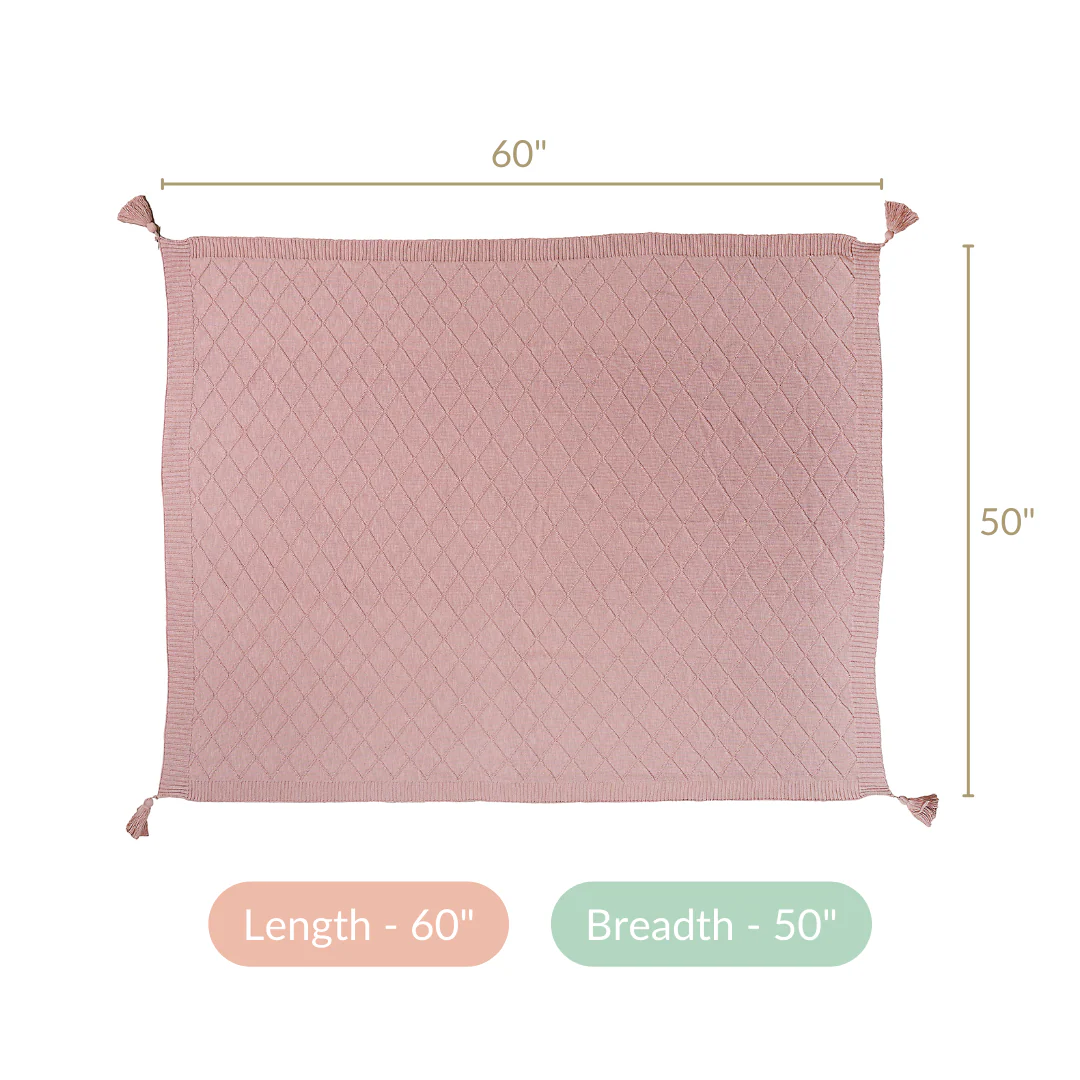 Pastel Pink Diamond Knit Throw For Couch - Image 6