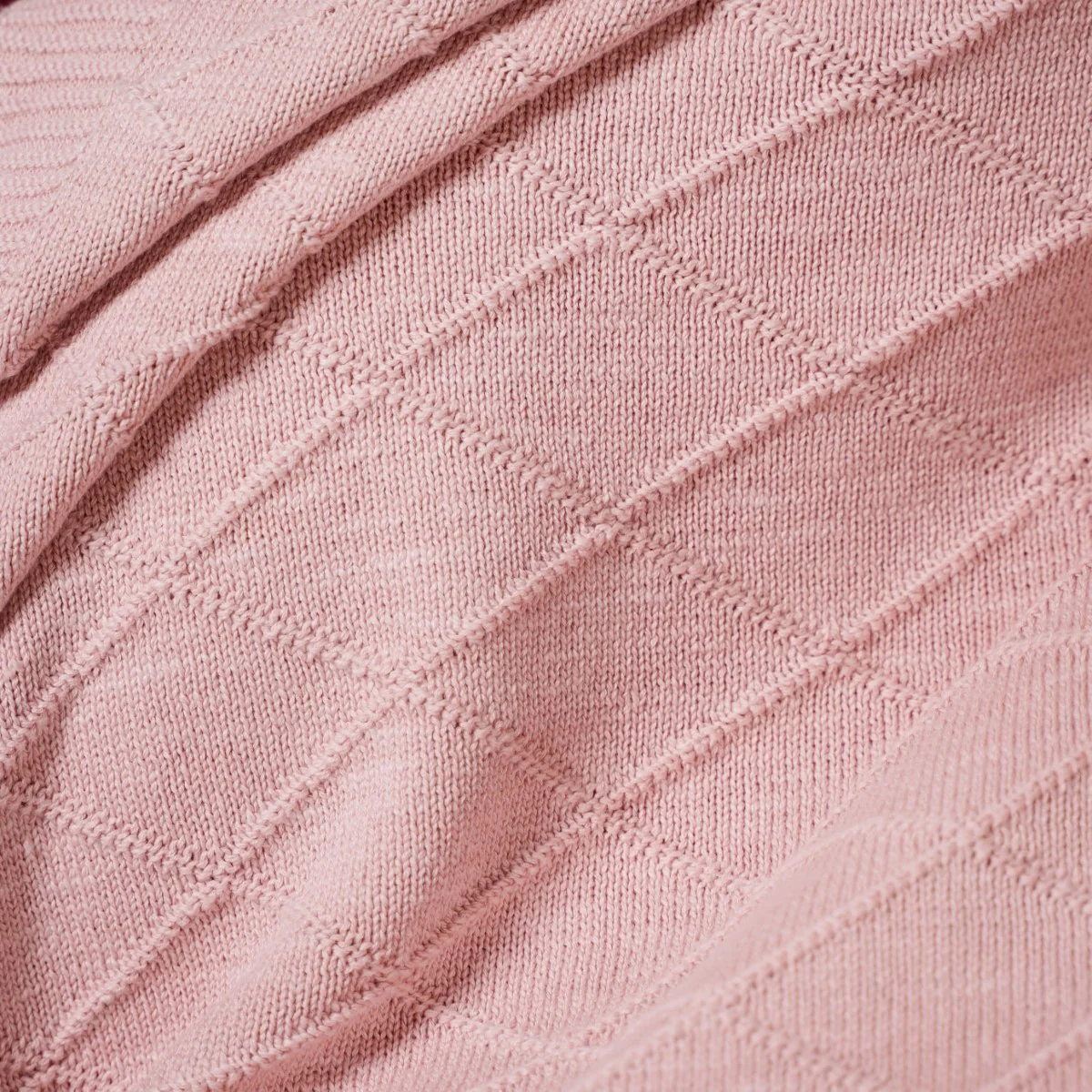 Pastel Pink Diamond Knit Throw For Couch - Image 8