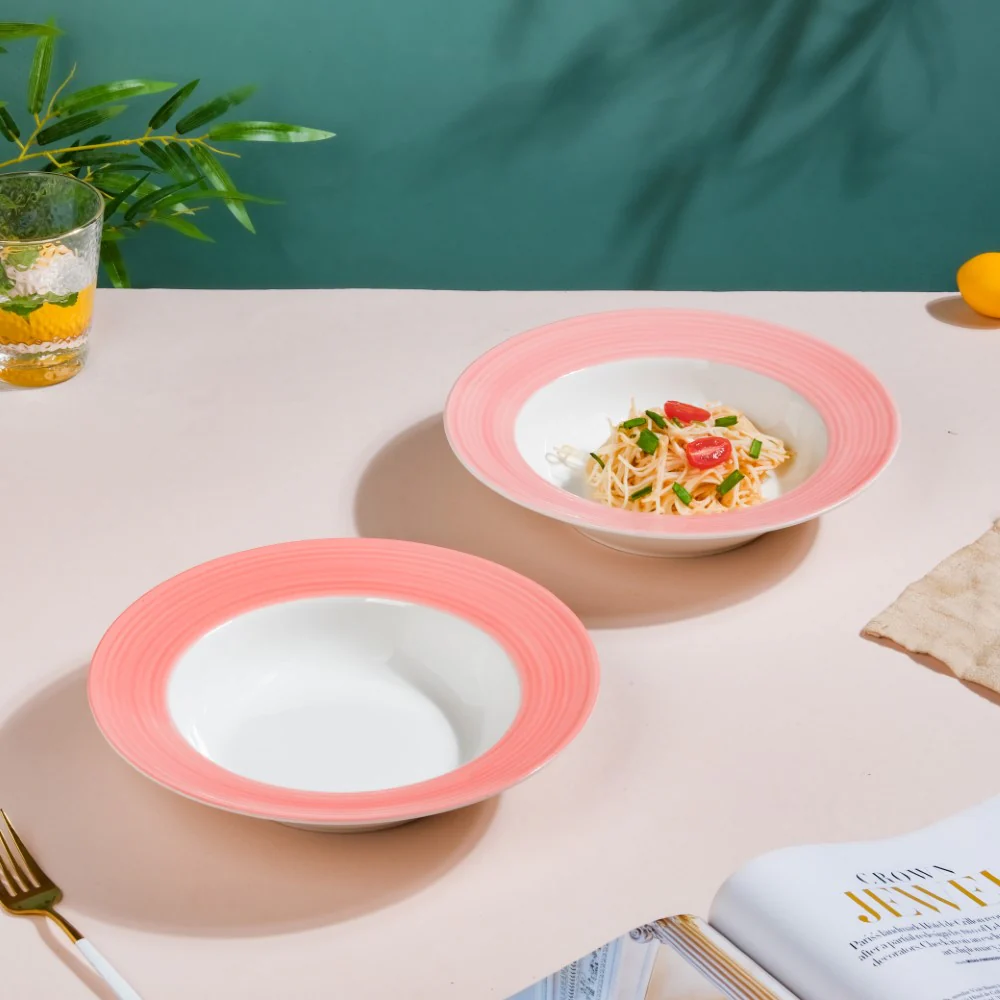 Pastel Pink Pasta Plate 500 ml Set Of 2 - Image 7