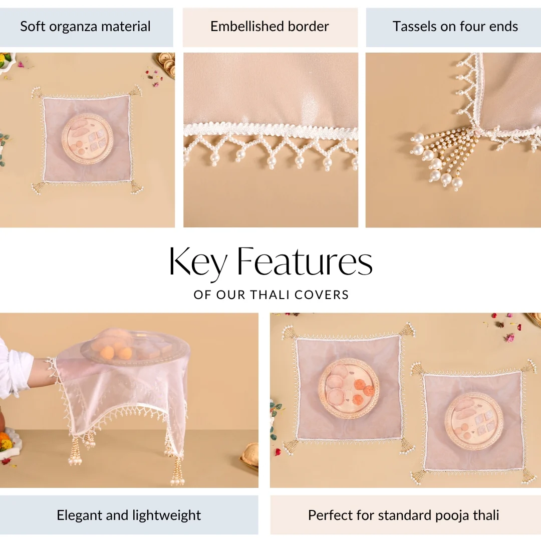 Pastel Pink Tray Cover With Tassels Set Of 2 - Image 4