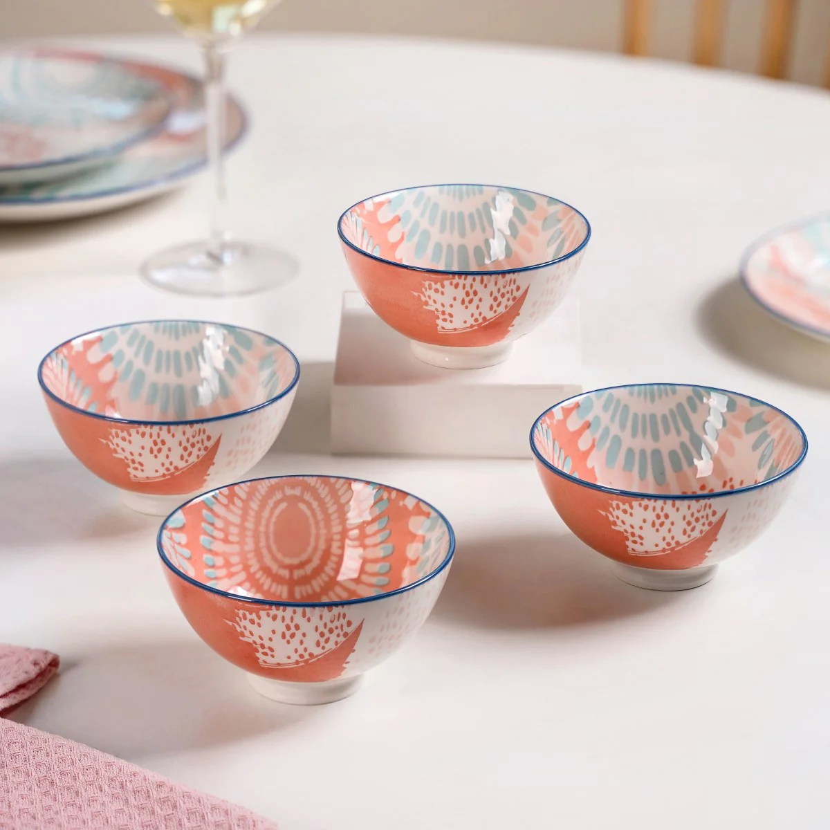 Pastel Print Ceramic Snack Bowls Set Of 4 300ml - Image 4
