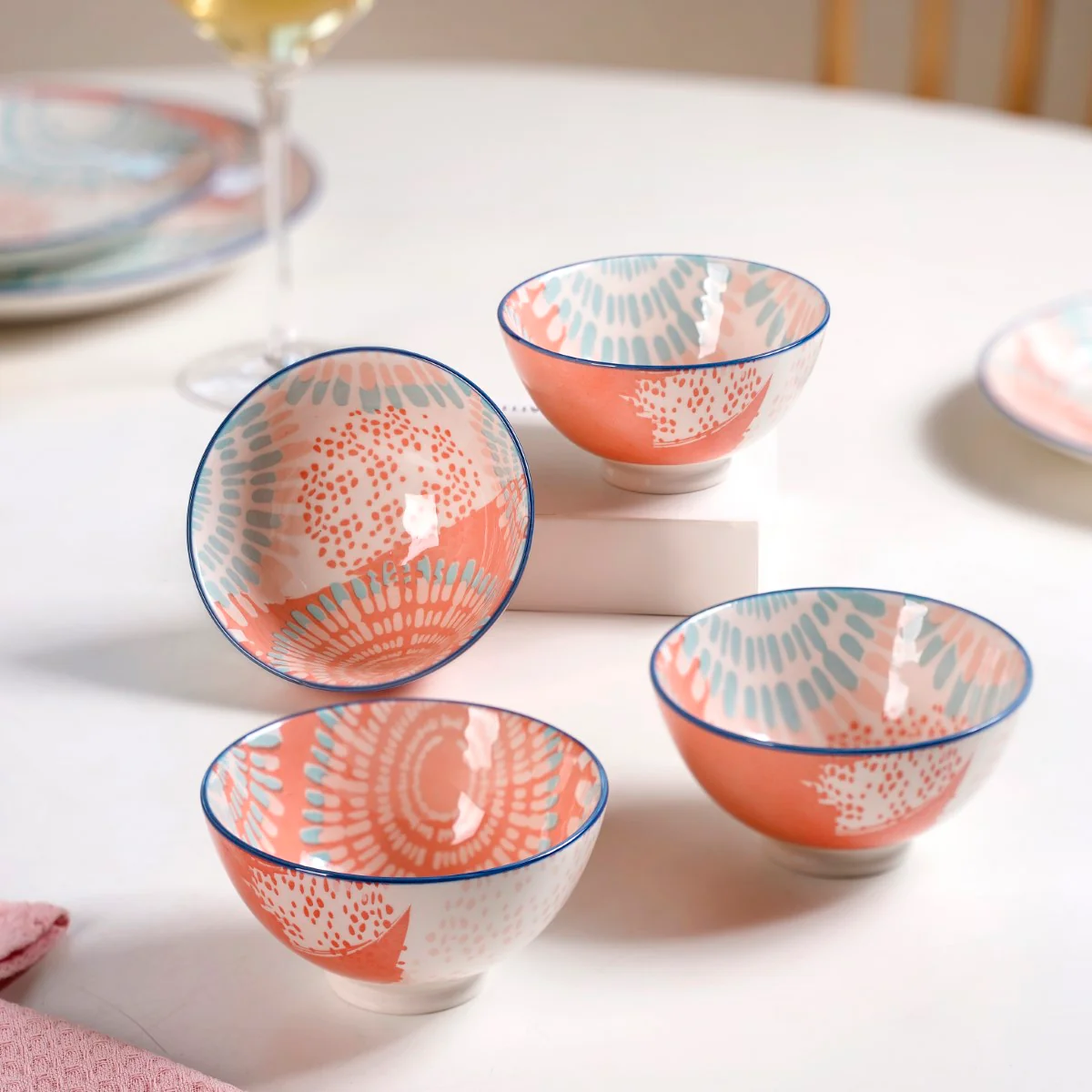 Pastel Print Ceramic Snack Bowls Set Of 4 300ml - Image 7