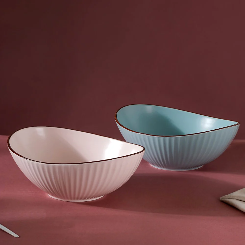 Pastel Ribbed Boat Serving Bowl - Image 11