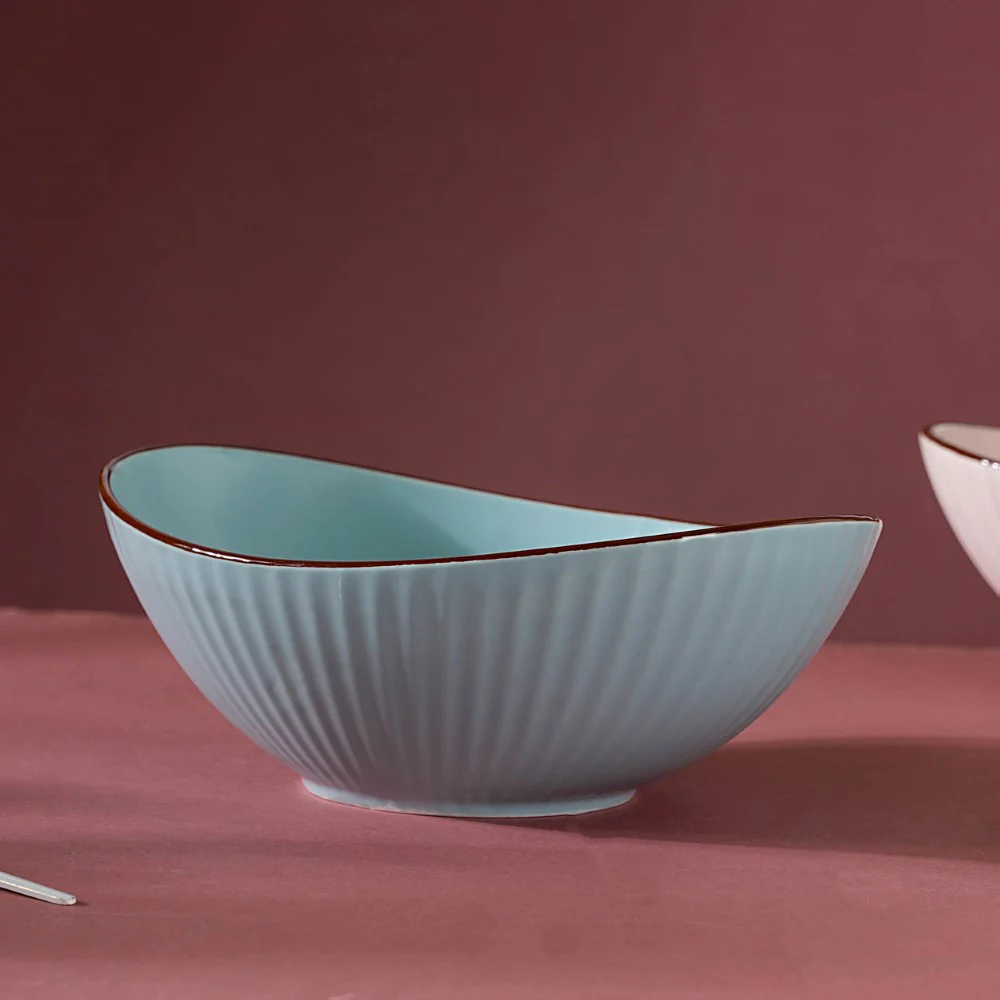 Pastel Ribbed Boat Serving Bowl - Image 3