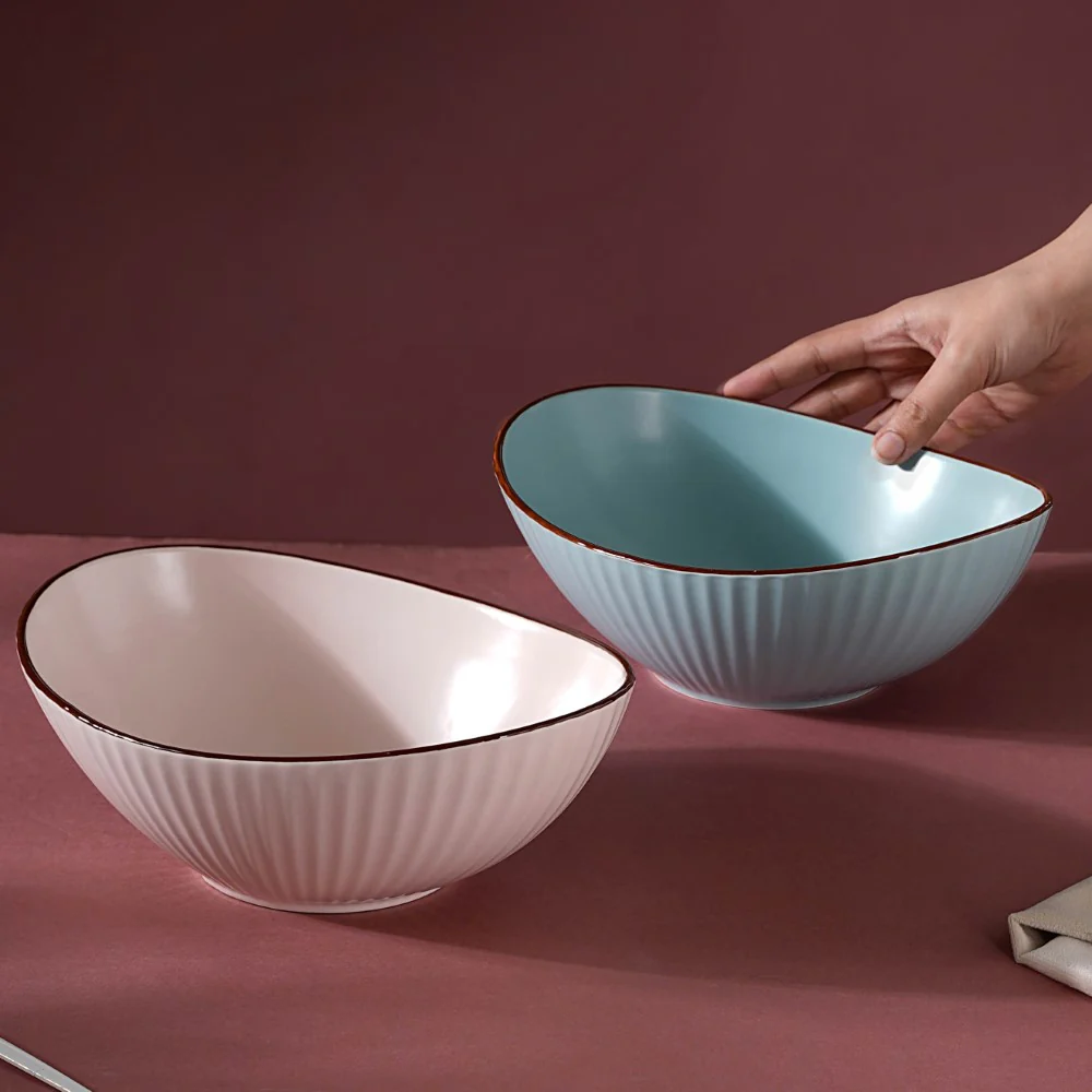 Pastel Ribbed Boat Serving Bowl - Image 4