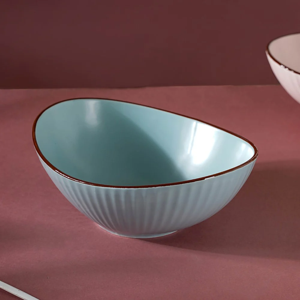 Pastel Ribbed Boat Serving Bowl - Image 7
