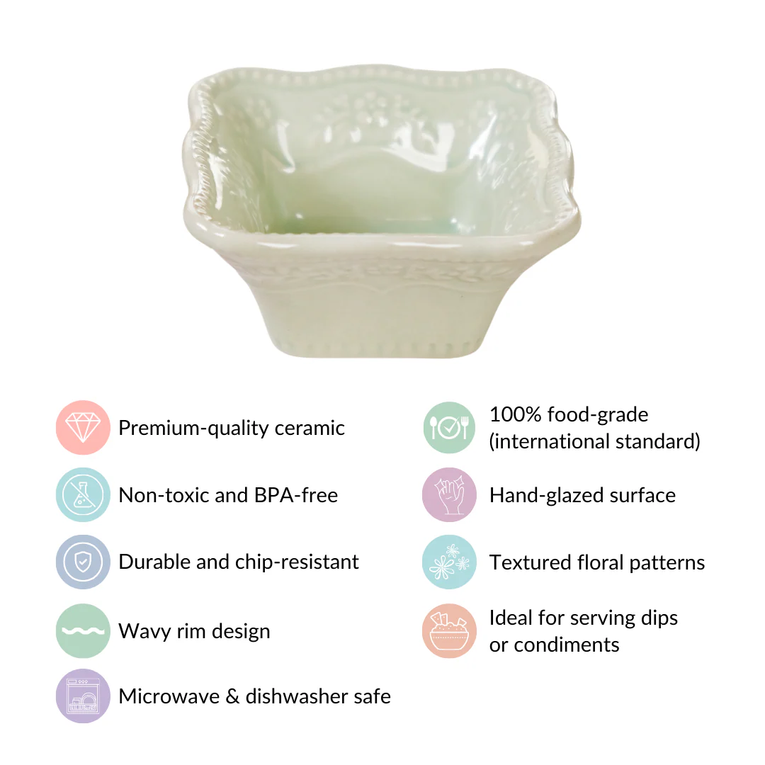 Pastel Vintage Square Dip Bowl Set Of 6 Green 60ml - Image 4