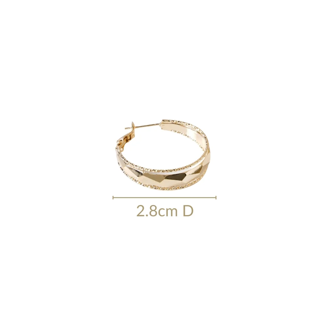 Patterned Geometric Gold Hoops - Image 3